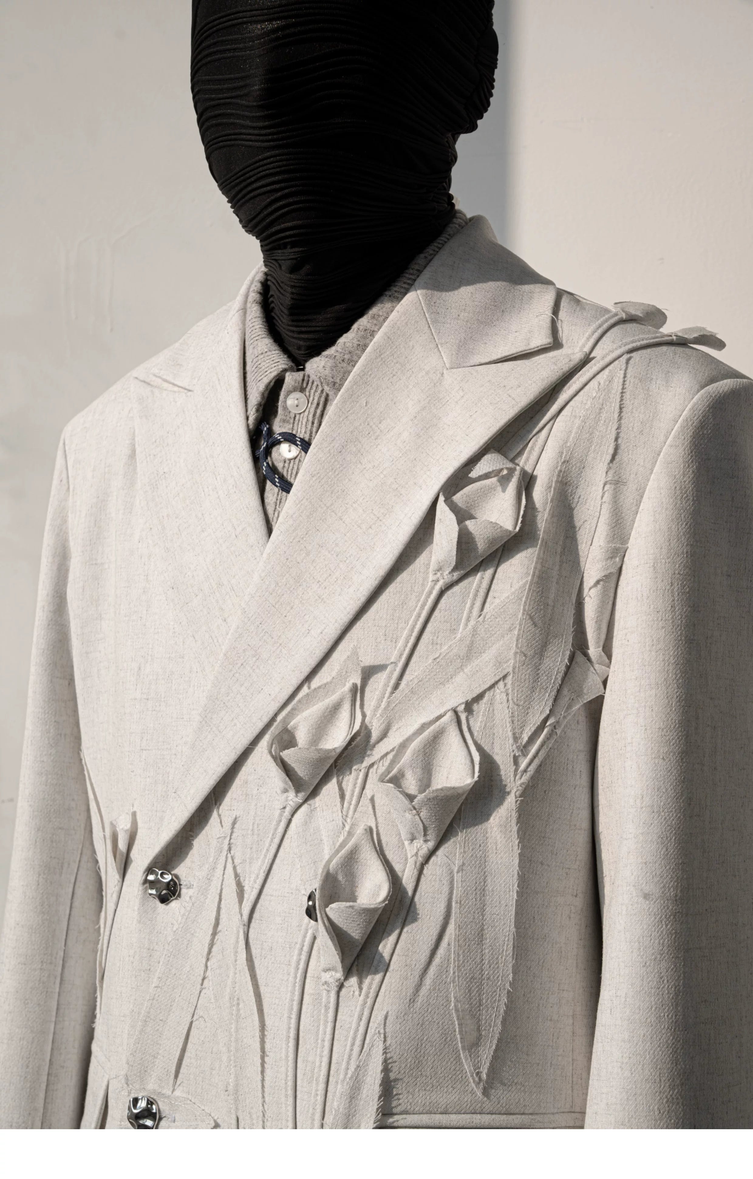 Ivory Bloom Sculpted Linen Blazer