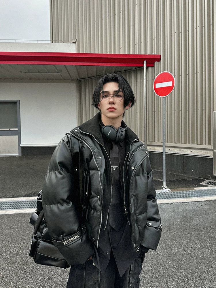 Nightcore Aegis Padded Leather Puffer Jacket