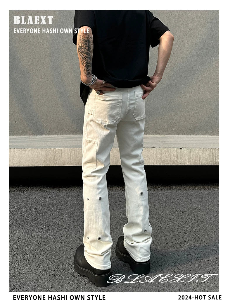 Ivory Snap-Hem Utility Jeans