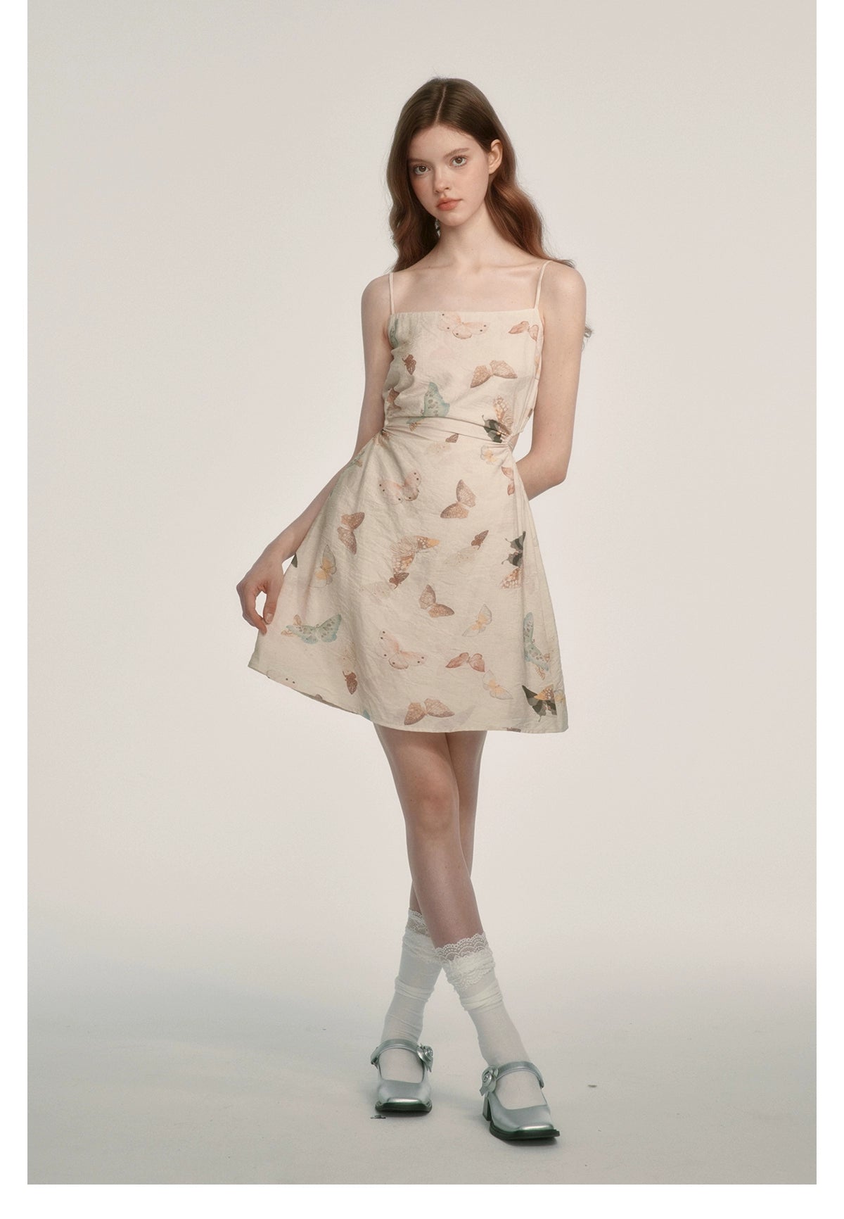 Butterfly Print Spaghetti Strap Dress