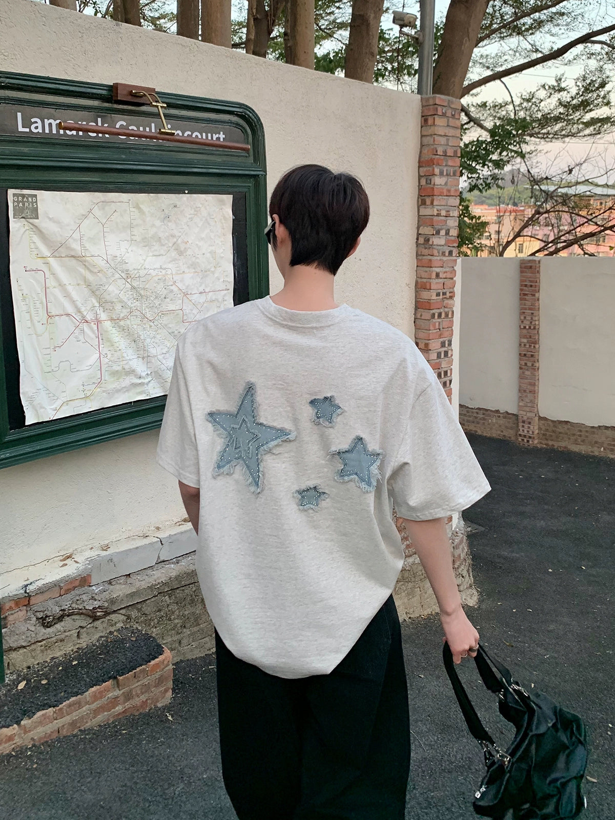 T-Shirt with Star Patches on the Back