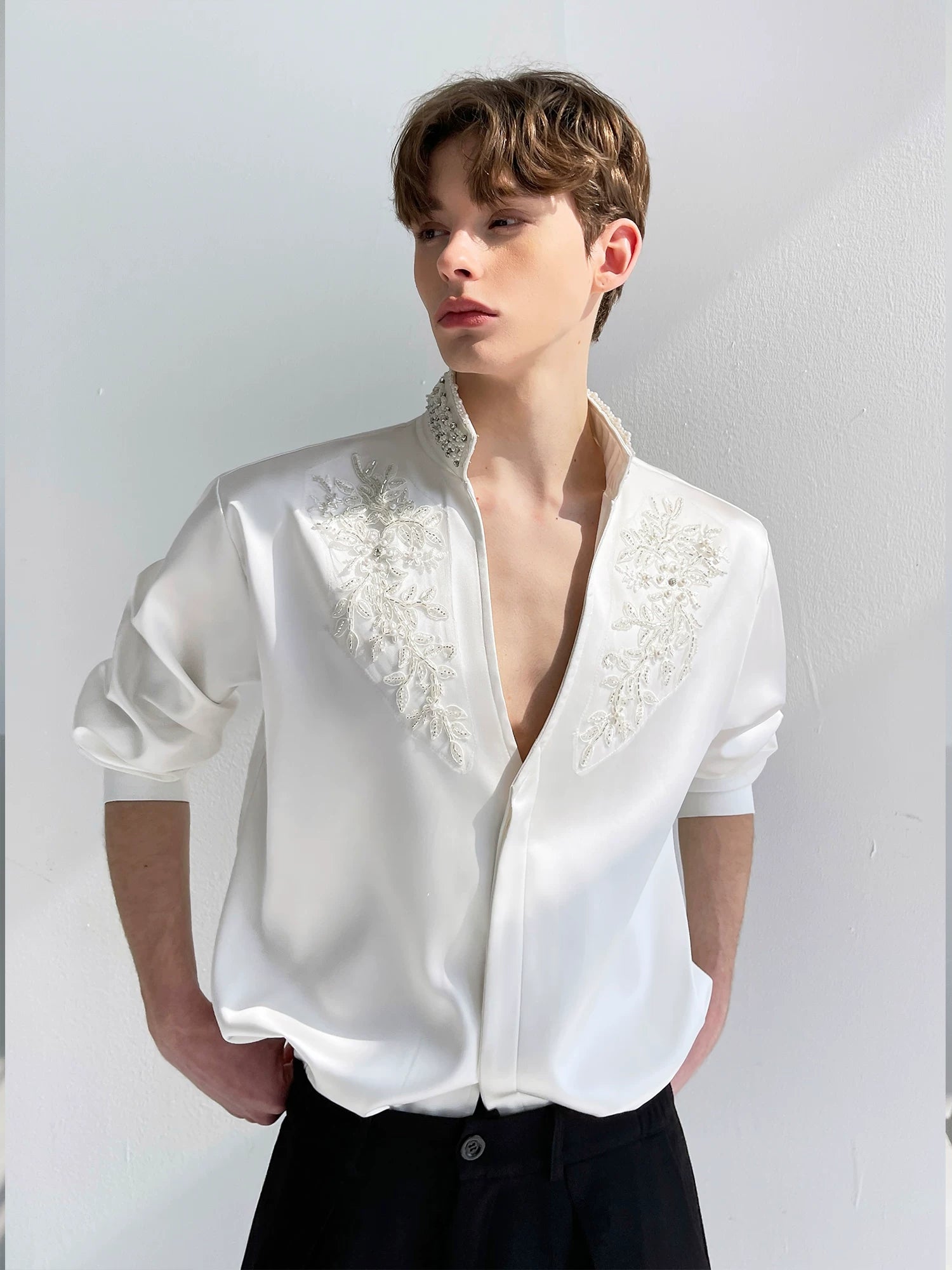 Bloom Embroidered Satin Shirt