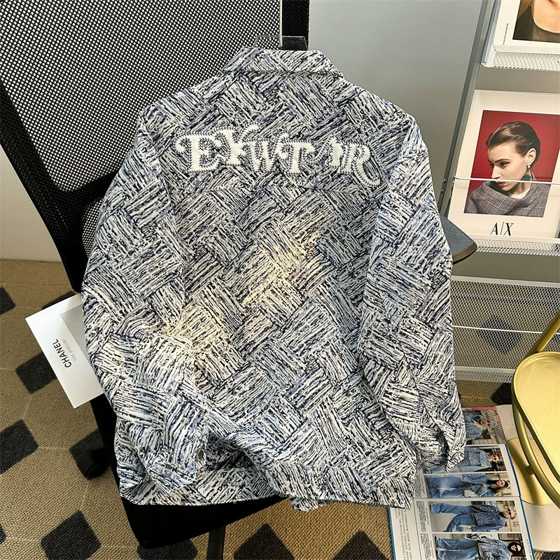 Abstract Pattern Embroidered Bomber Jacket