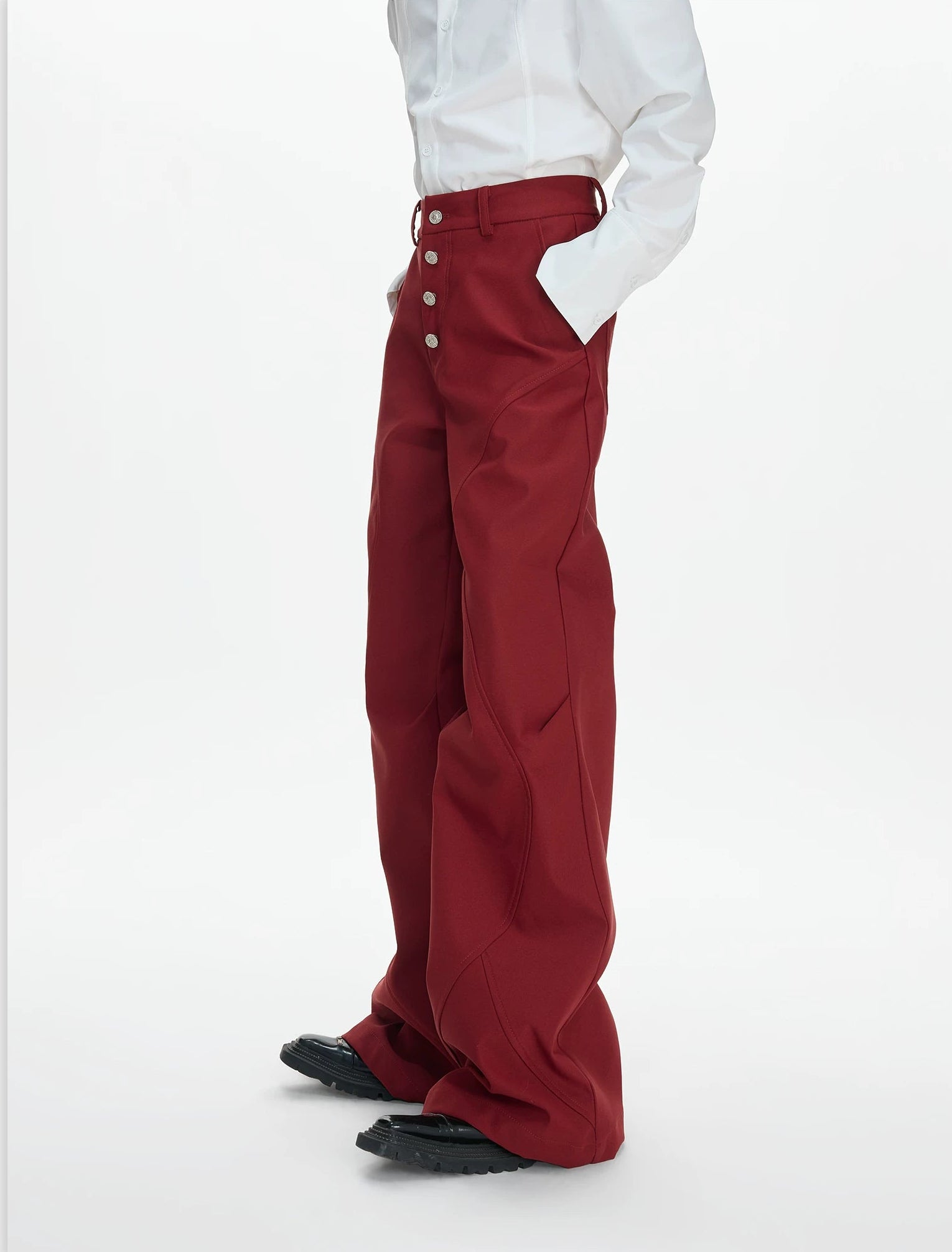 Ivory Spire Paneled Flare Trousers