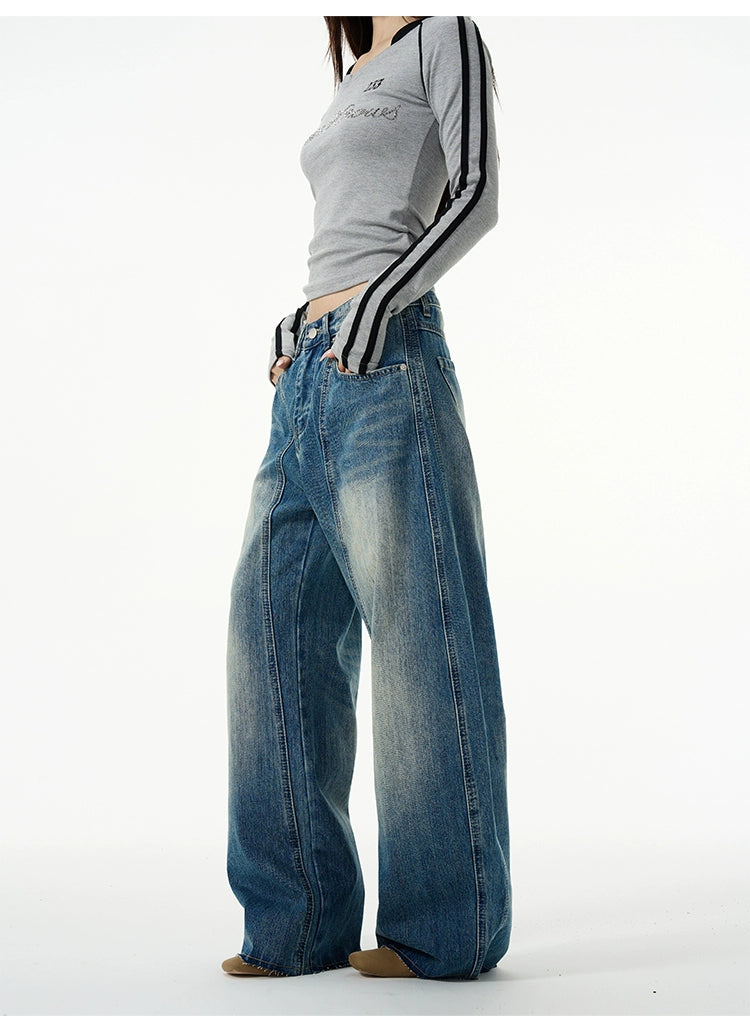 Retro Wash Relaxed Wide-Leg Jeans