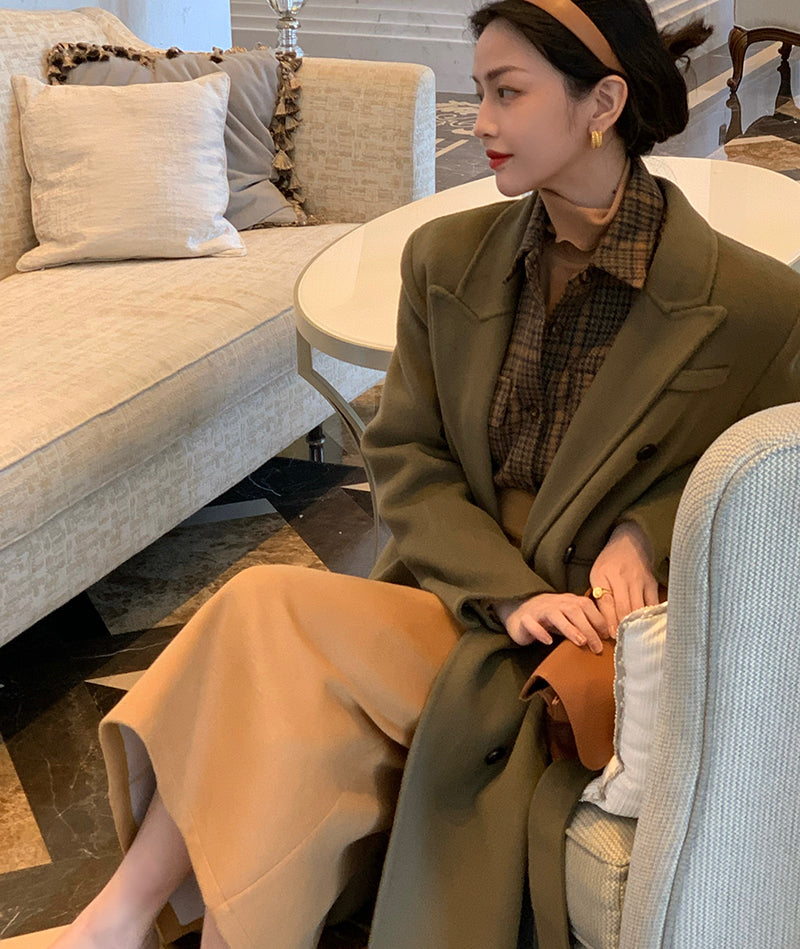 Olive Double-Breasted Coat