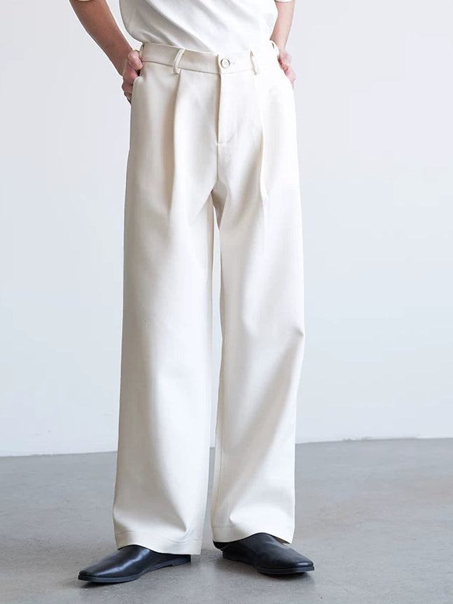 Pleated Tailored Wide-Leg Trousers