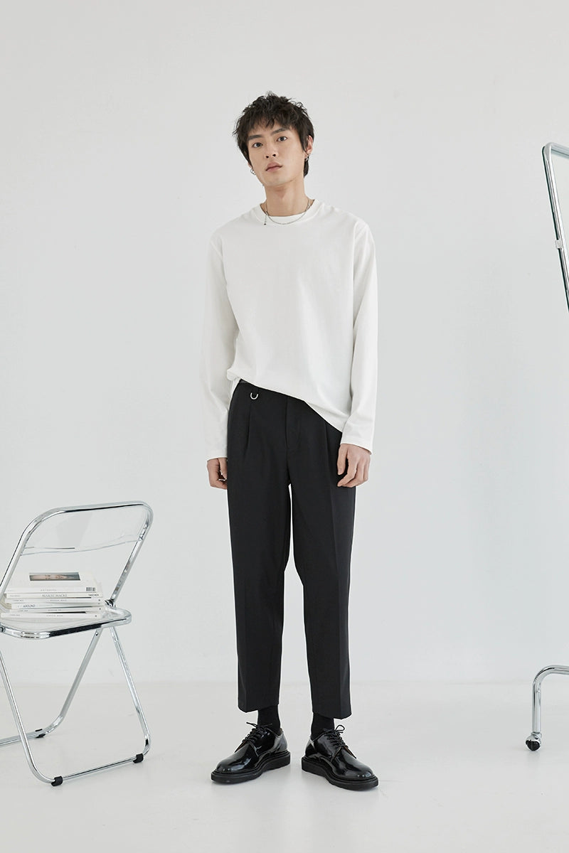 Pantalones de vestir de confort de doble plato