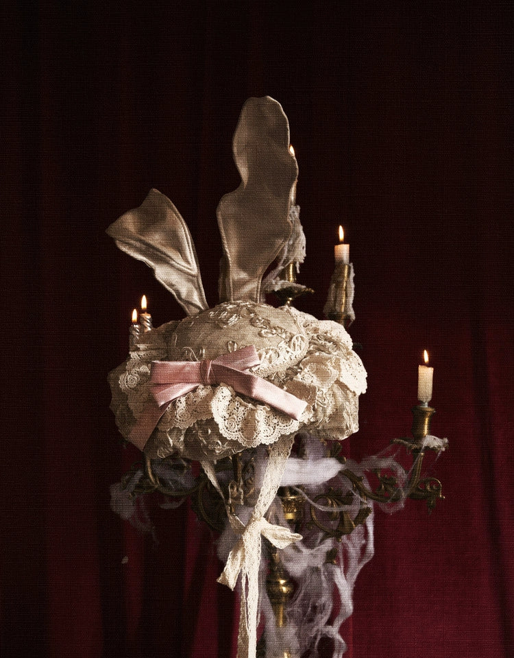 Victorian Ivory Bonnet with Floral Embellishments