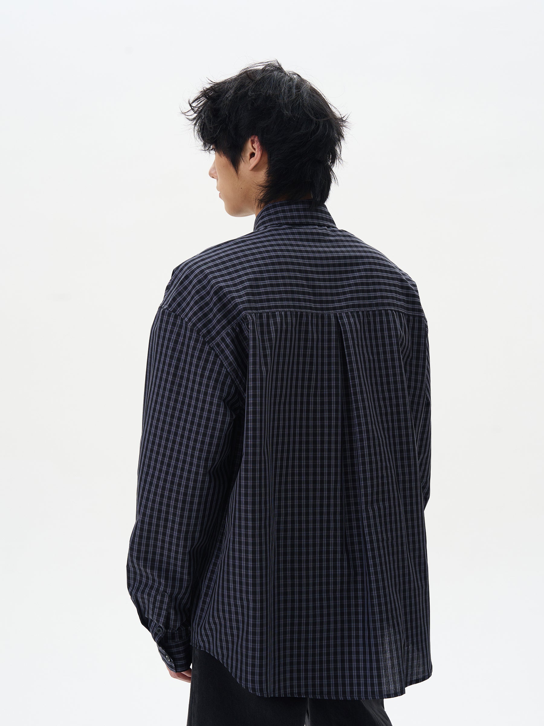 Navy Checkered Relaxed Fit Button-Down