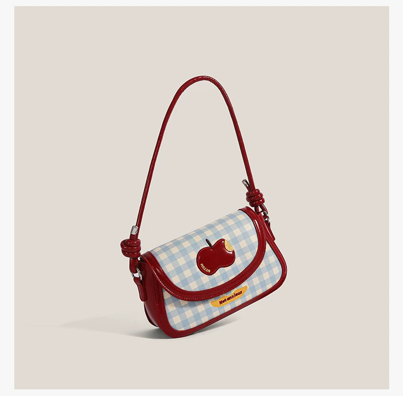 Gingham Apple Picnic Shoulder Bag