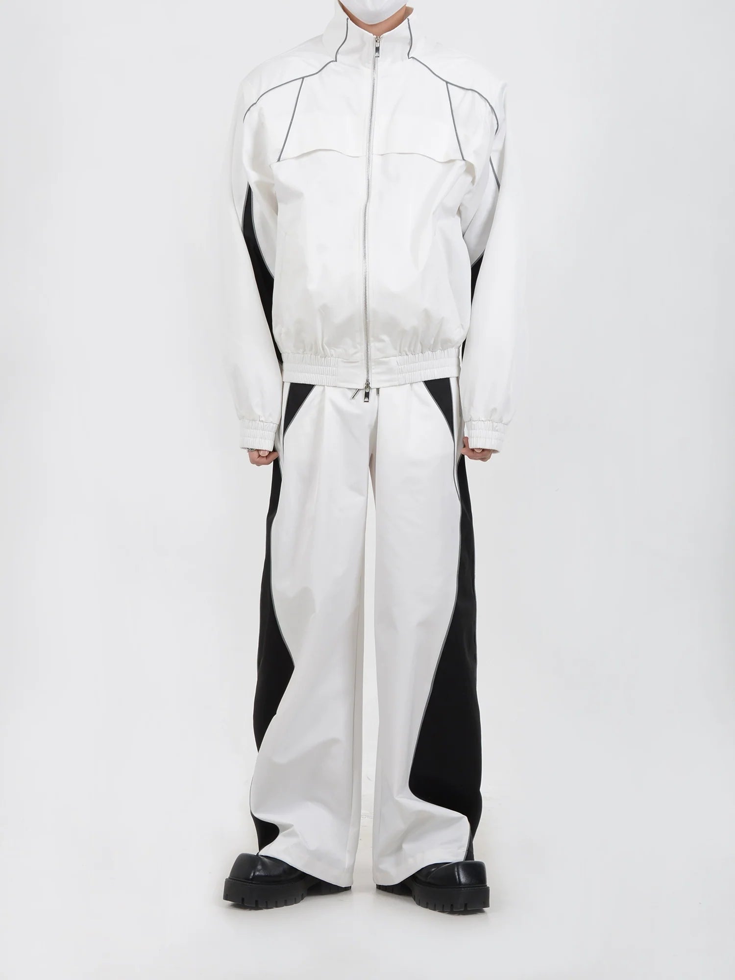 Sporty Jacket and Wide-Leg Track Pants