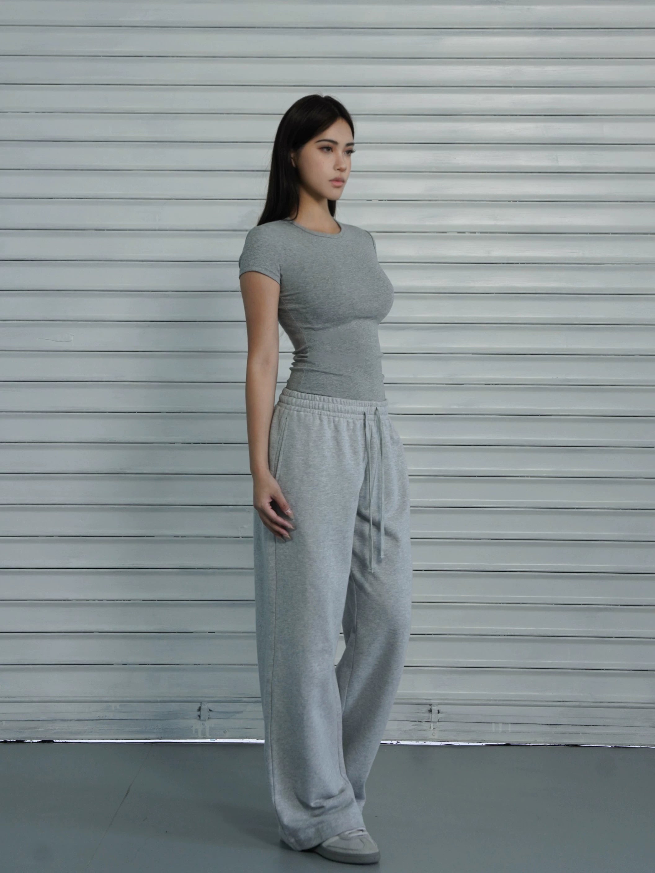 Pantalon sportif à pattes droites en ligne lâche