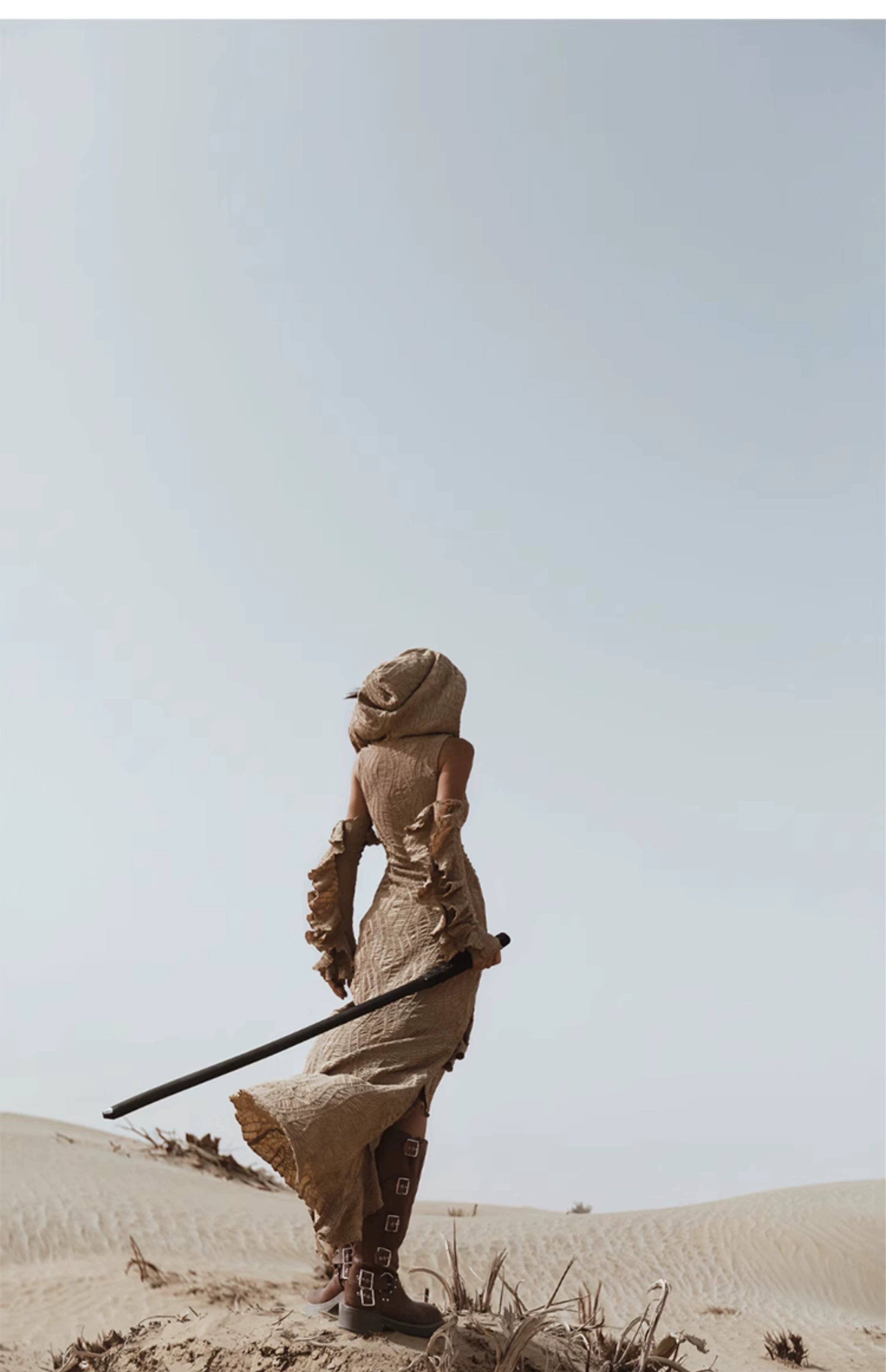 Desert Sand Textured Hooded Dress