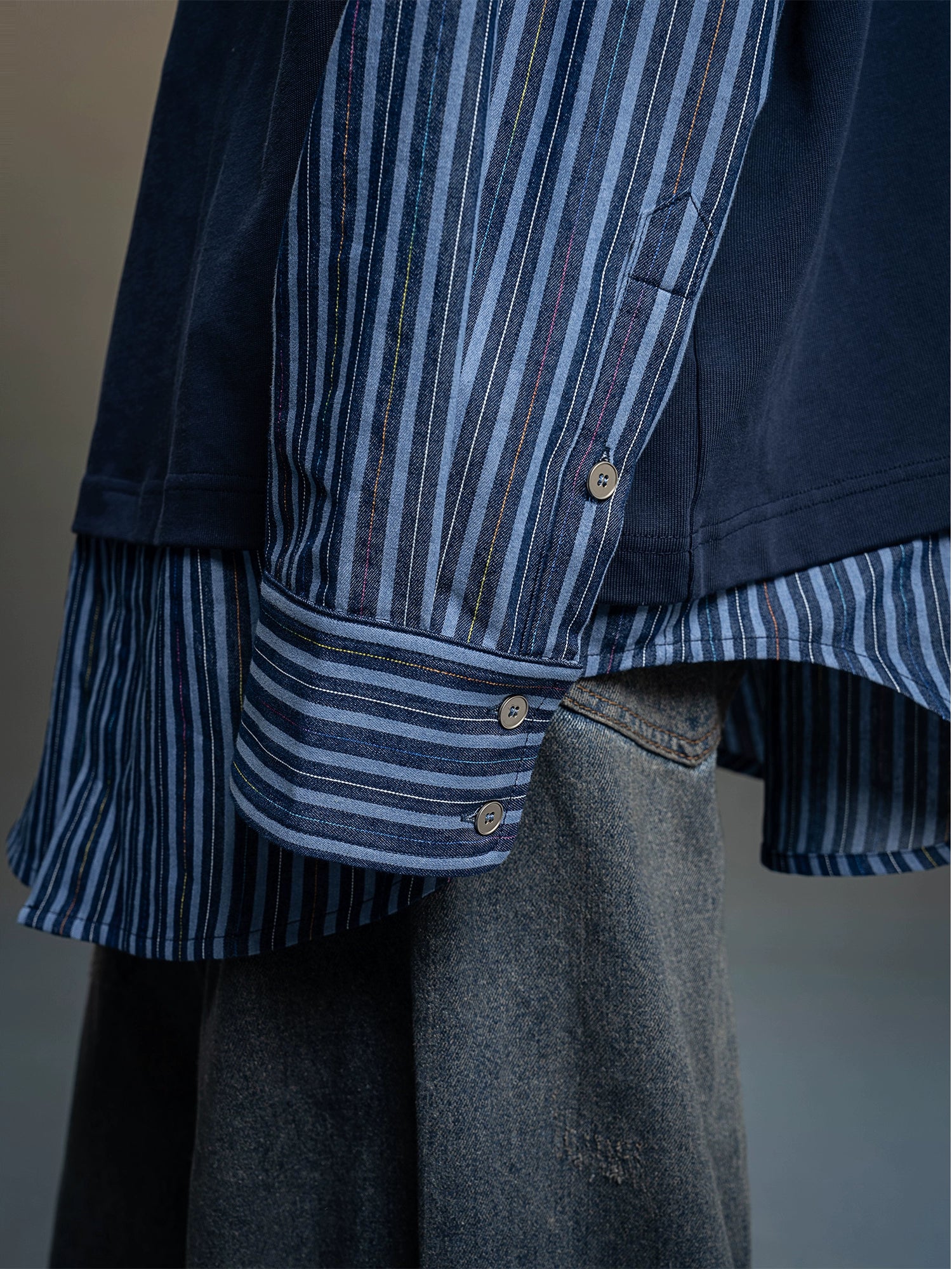 Indigo Layered Stripe Fusion Shirt