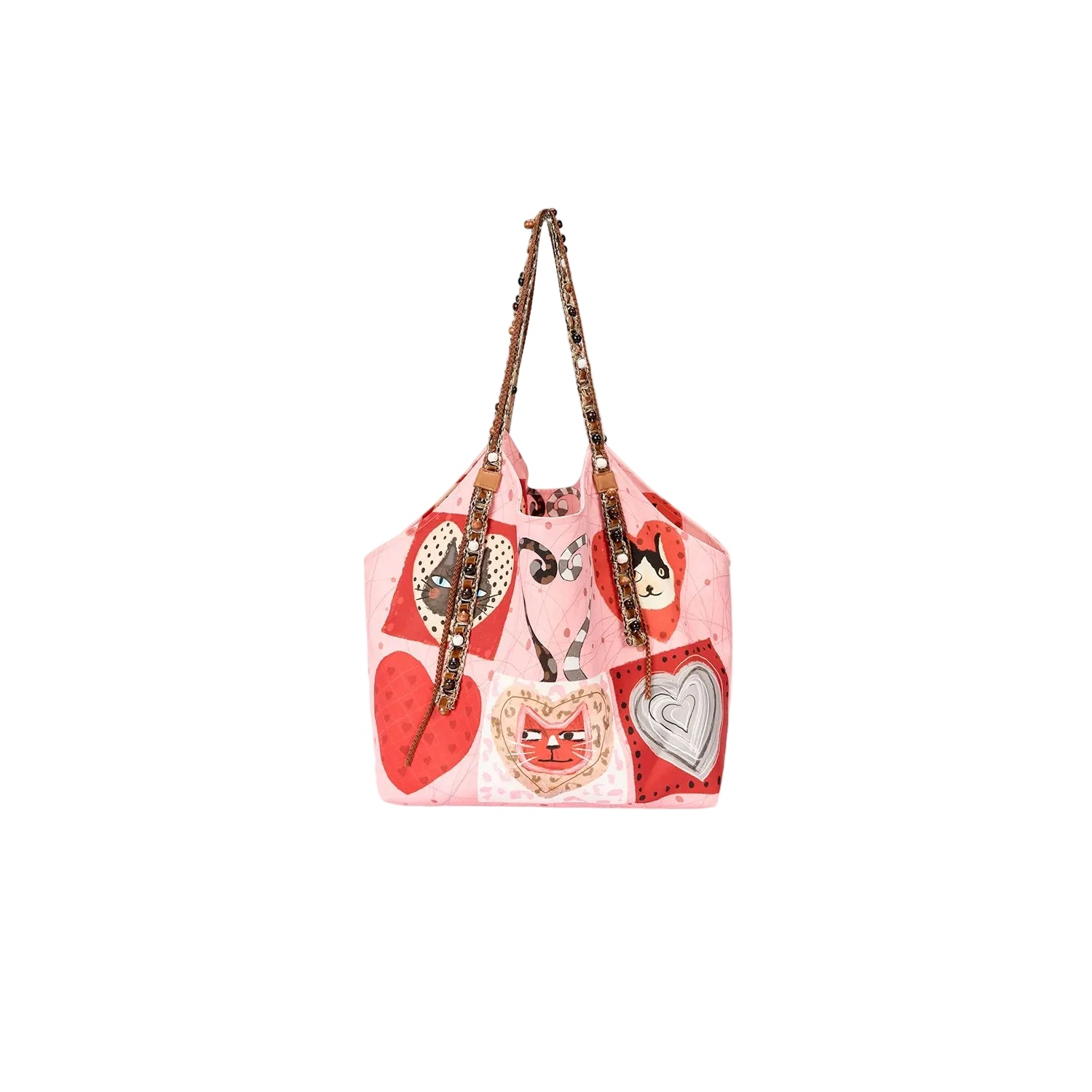 Candy Hearts Kitty Patchwork Tote