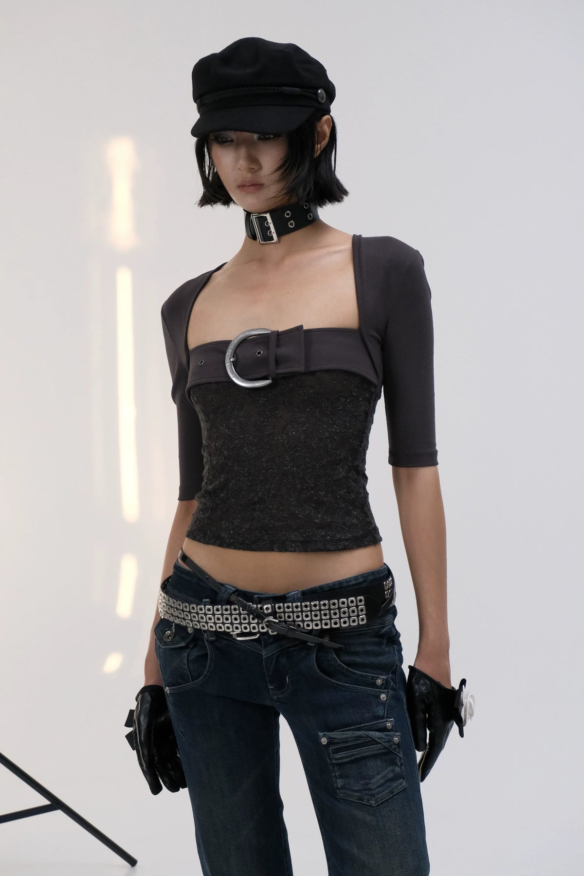 Vesper Buckle Lace Corset Top