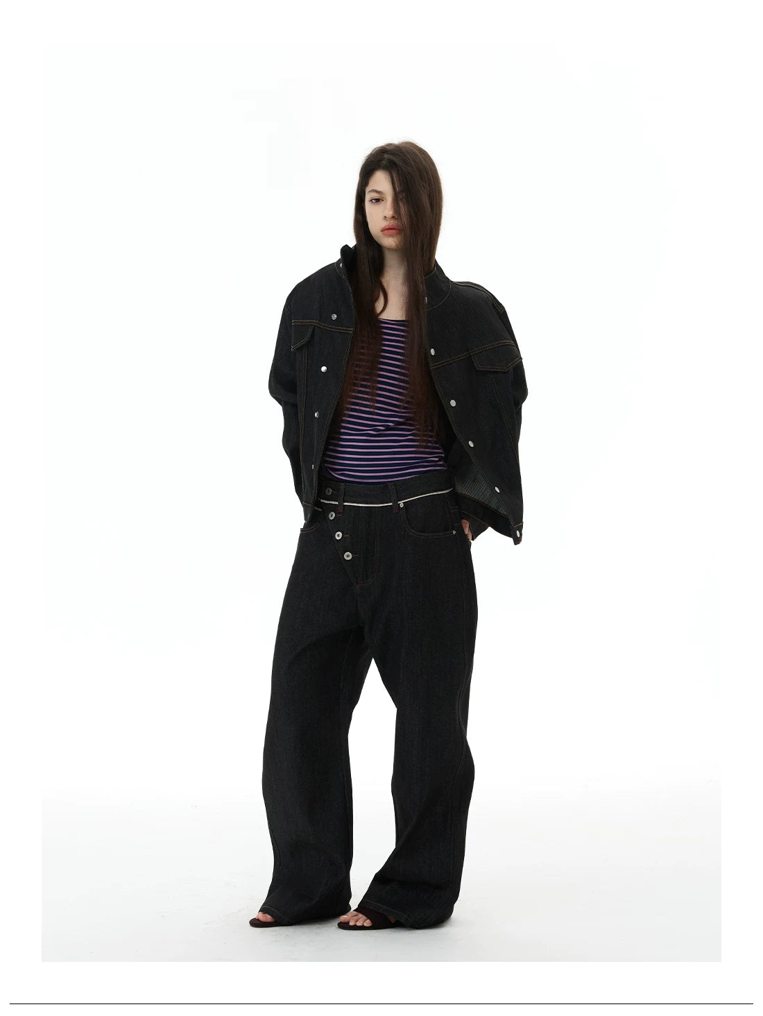 Orbit Placket Wide‑Leg Jeans