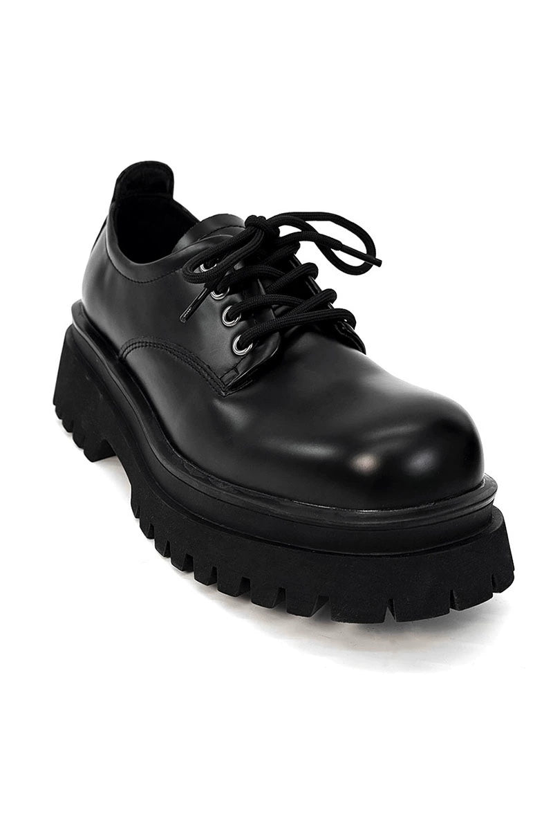 Chunky Black Robust Platform Derby Shoes