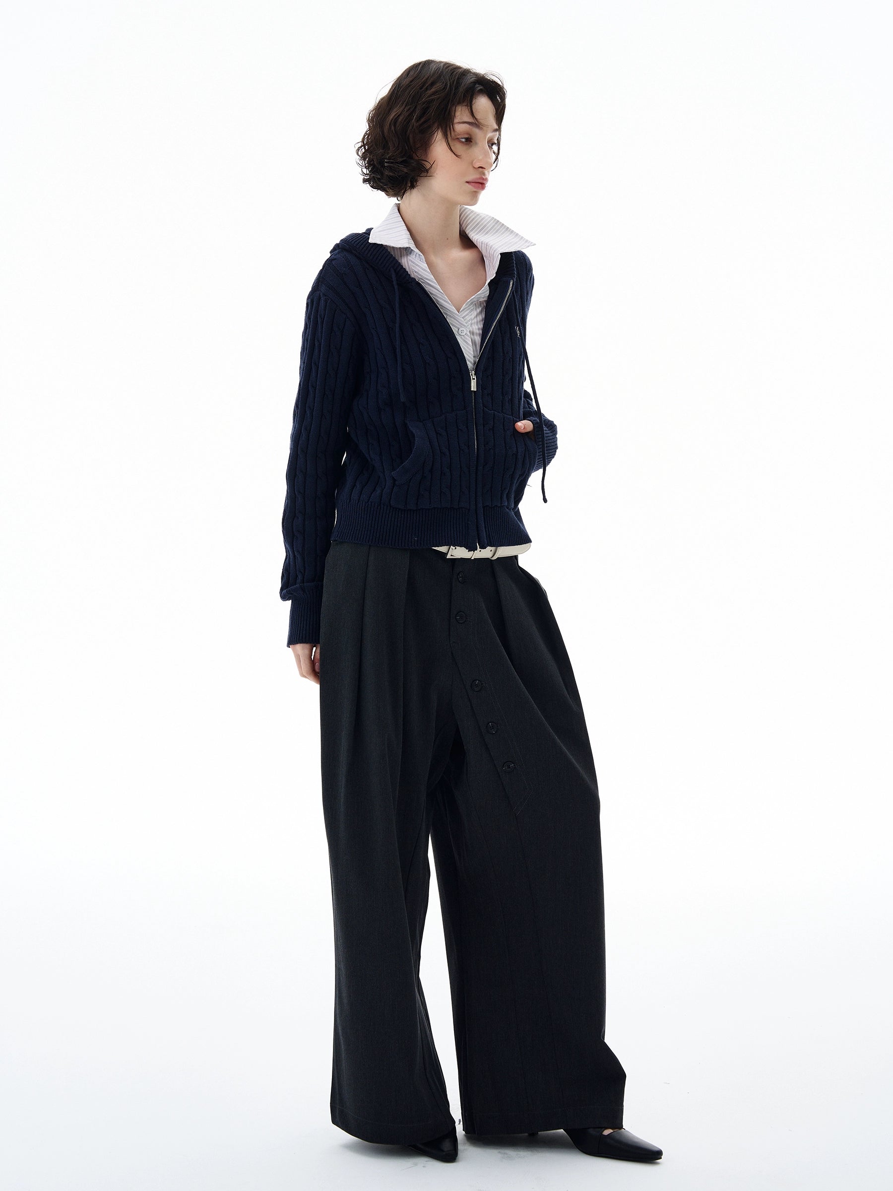 Noir Knit Zip Hoodie