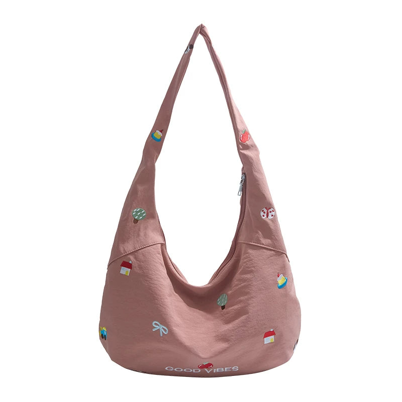Good Vibes Embroidered Hobo