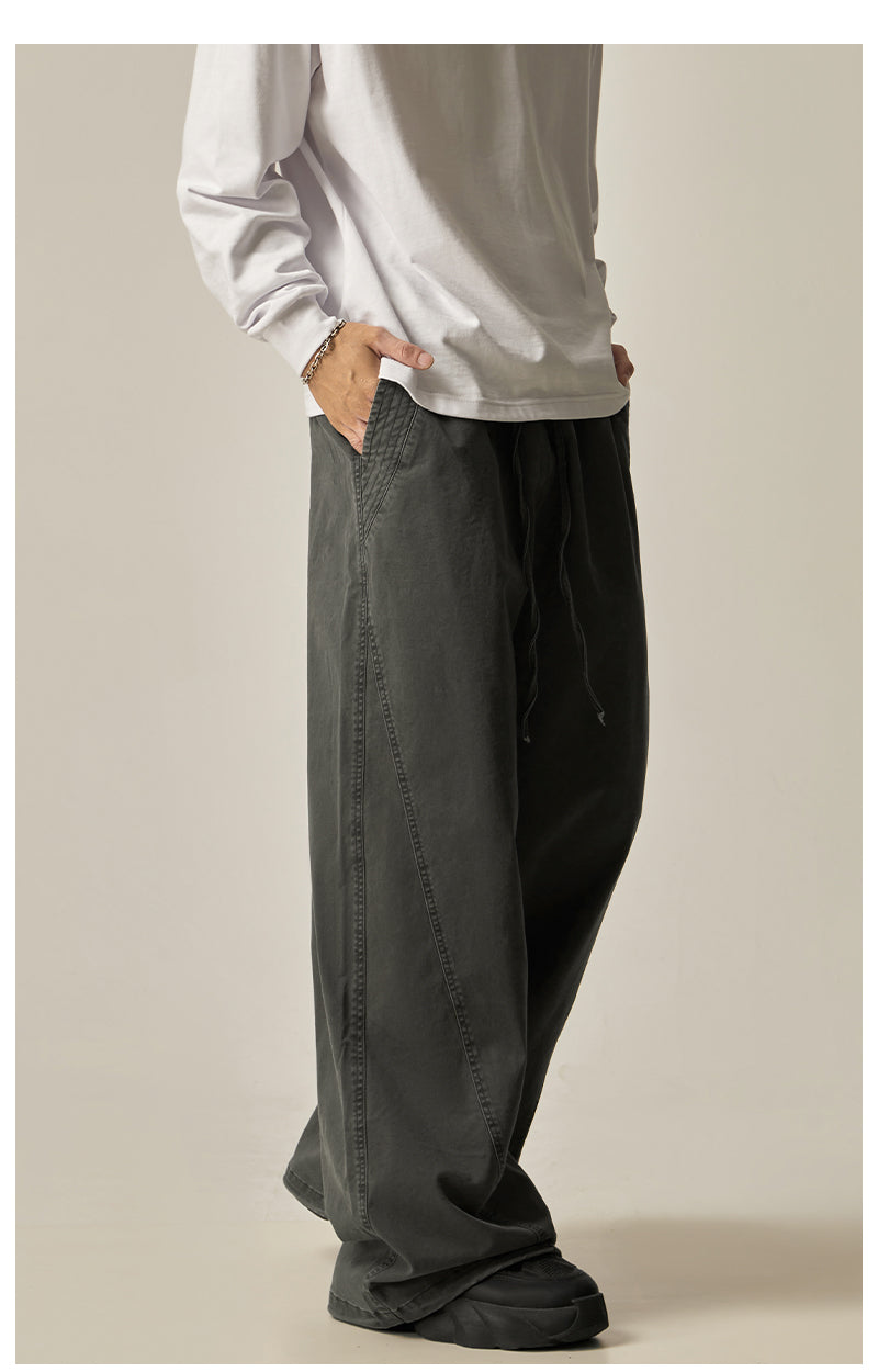 Brown Loose Drawstring Wide Pants