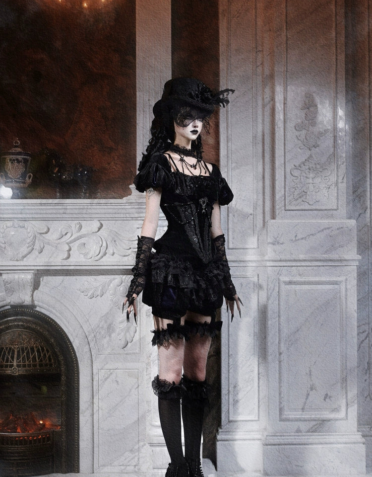 Velvet Gothic Puff Sleeve Corset