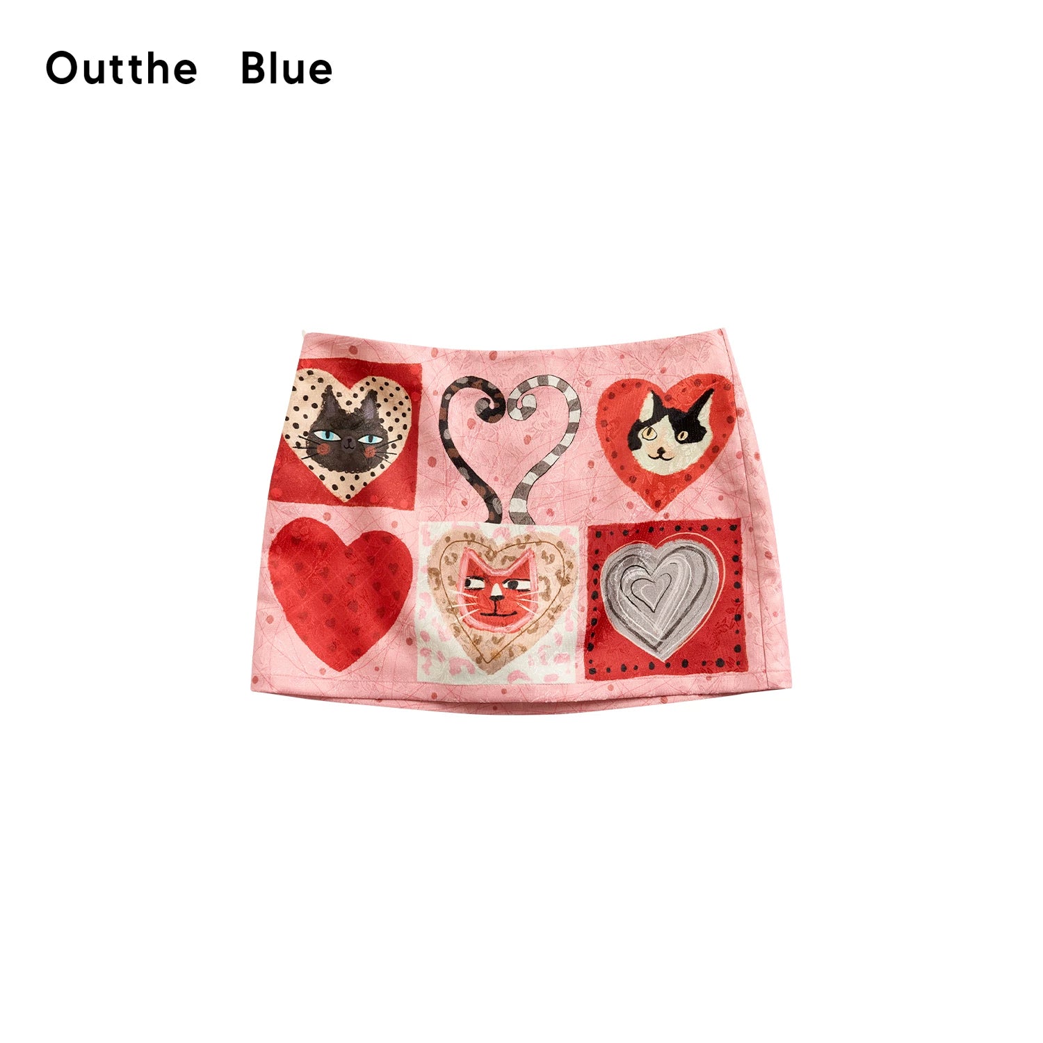 Candy Hearts Kitty Patchwork Mini Skirt