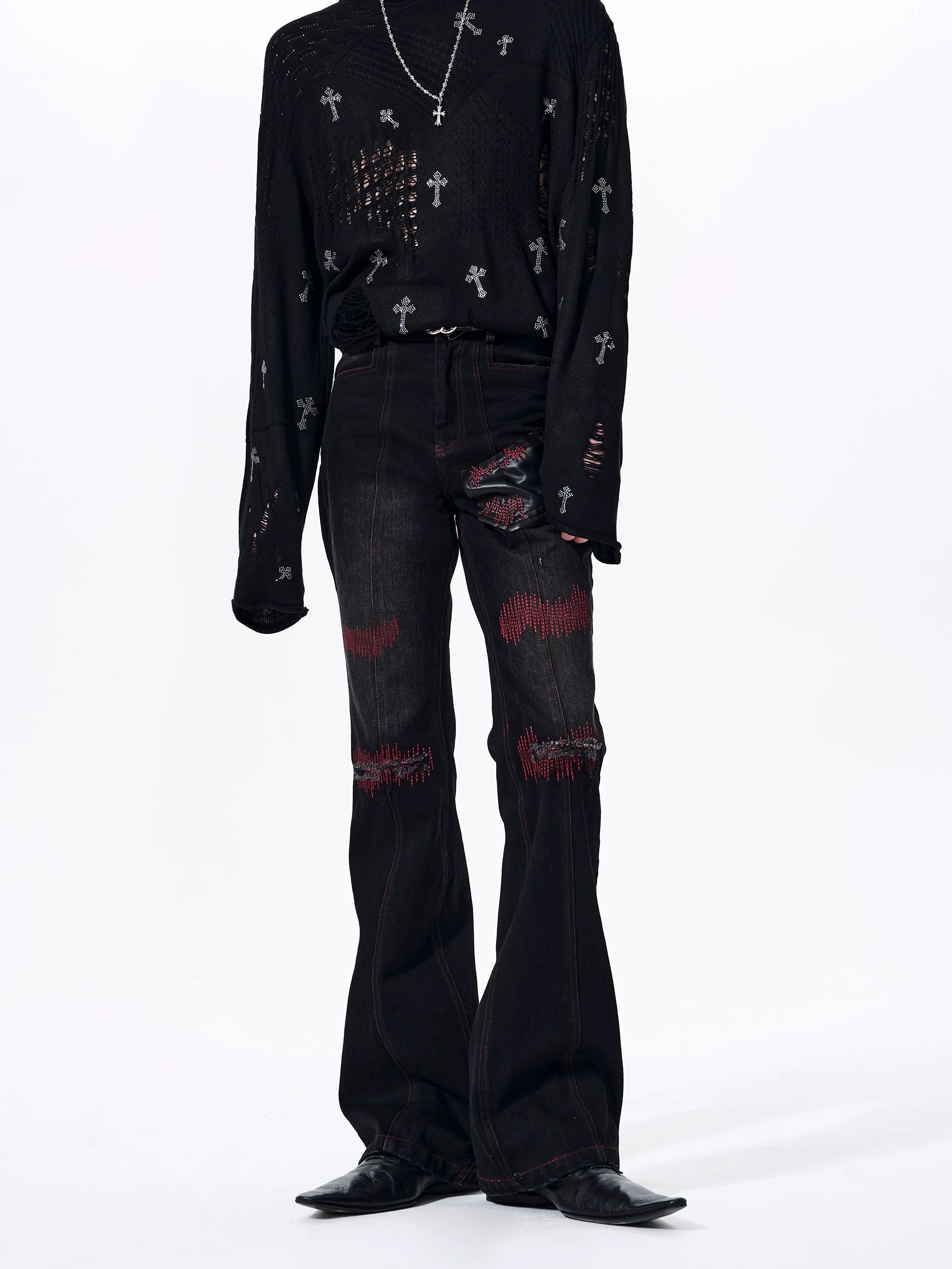 Crimson Fray Relic Flare Jeans