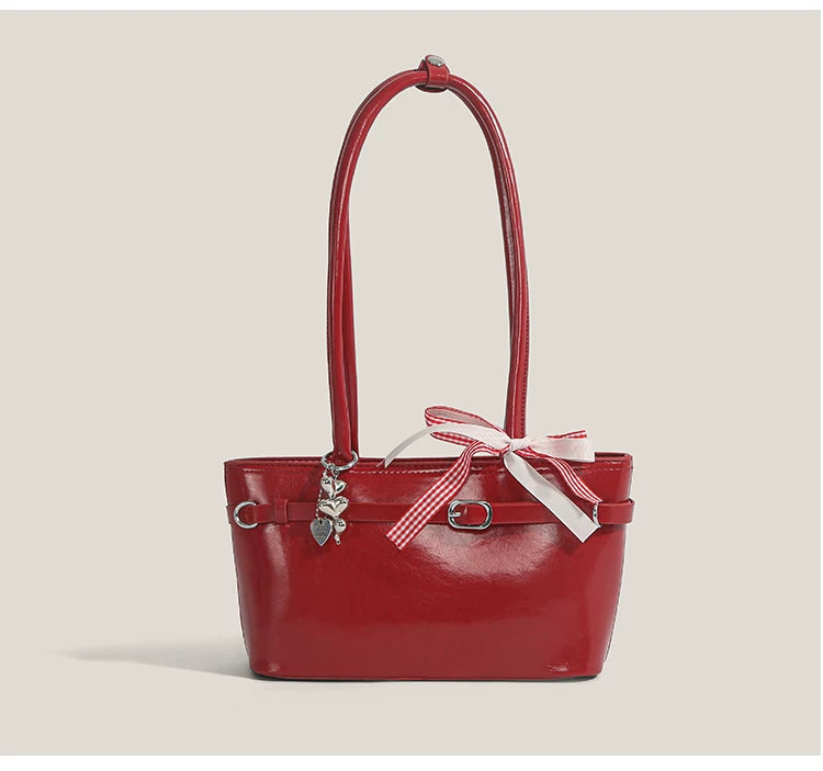 Cherry Picnic Ribbon Baguette Bag