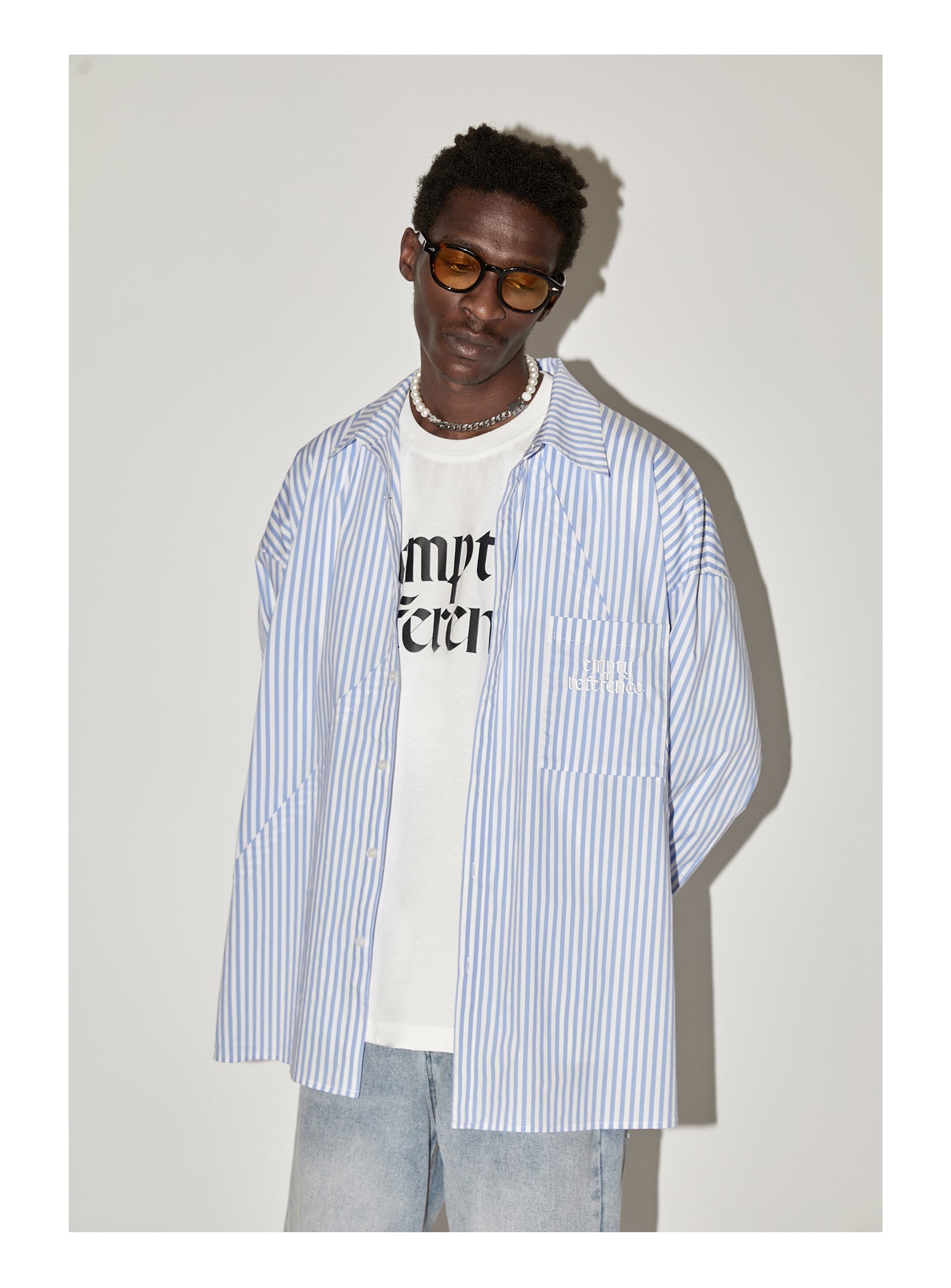 Geometric Stripes Structured Long Sleeved Shirt - chiclara