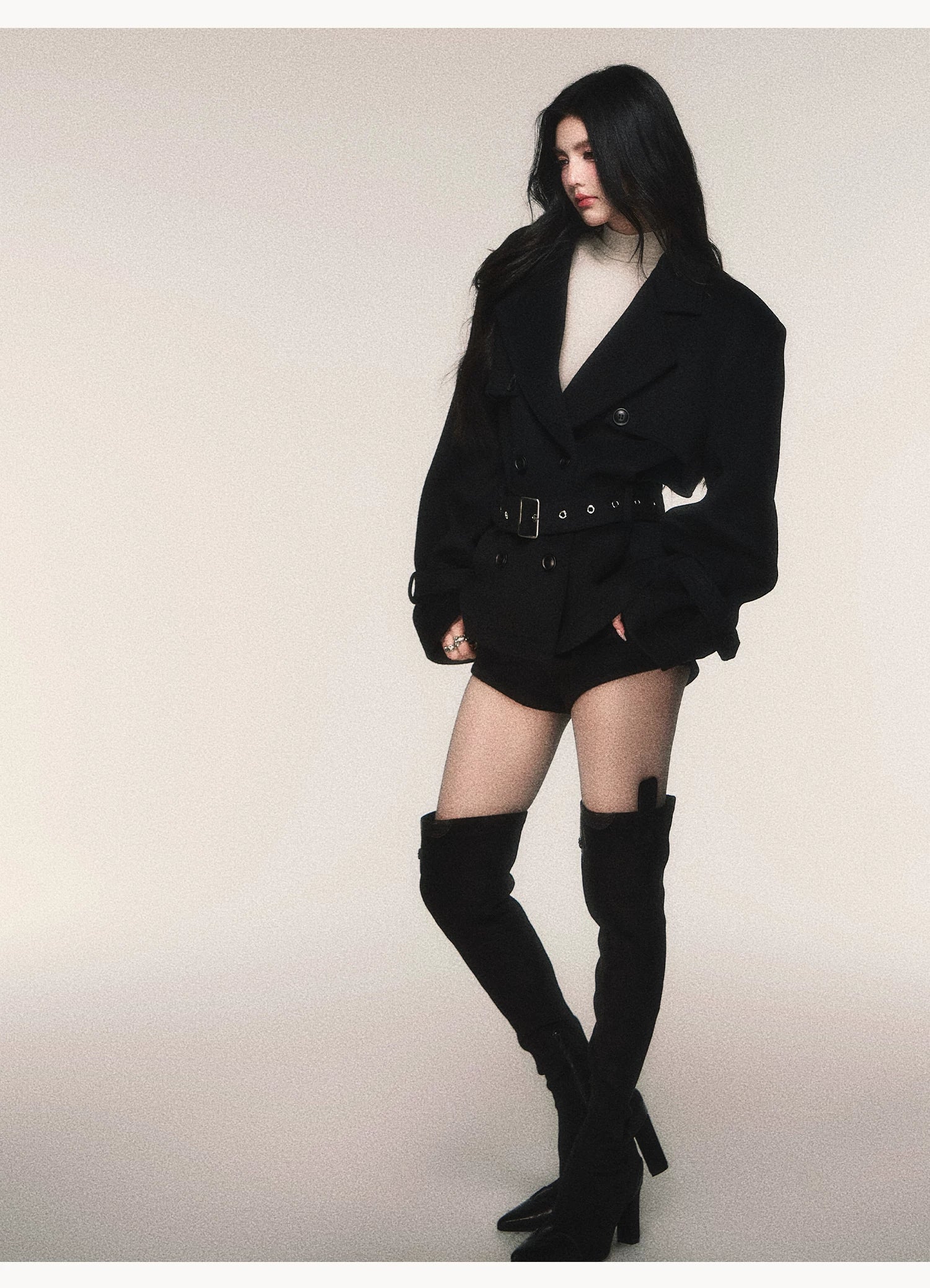 Ember Brigade Belted Peacoat
