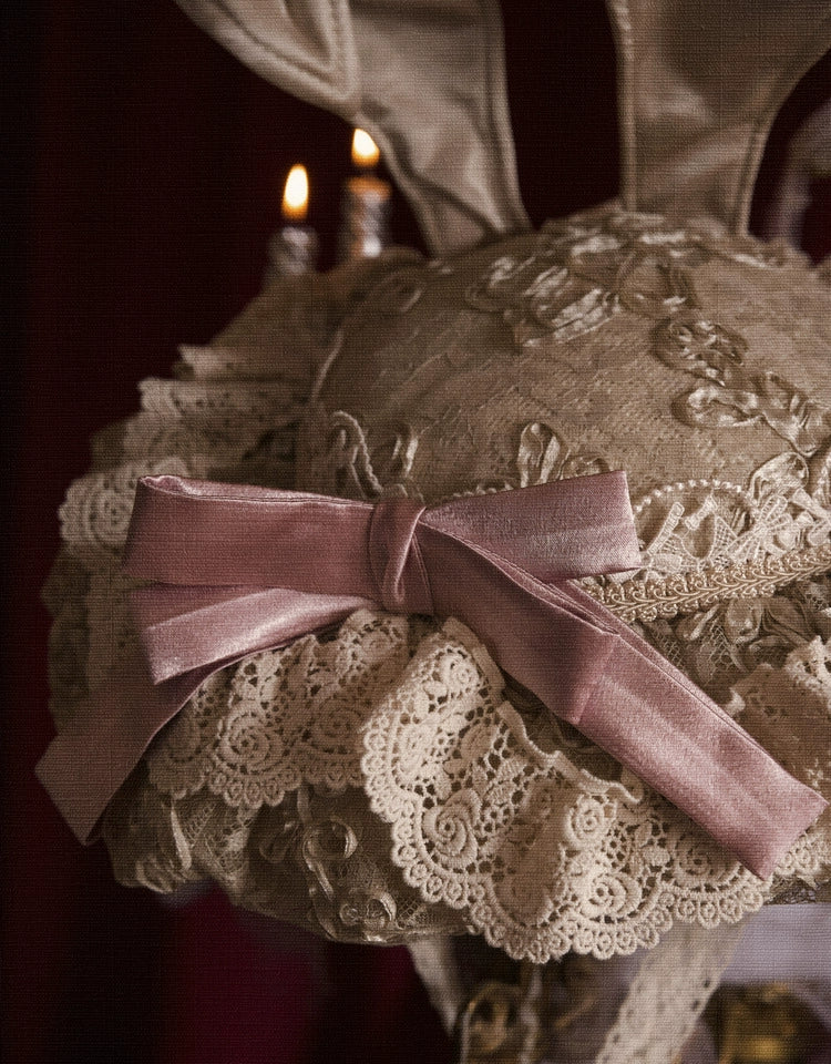 Victorian Ivory Bonnet with Floral Embellishments