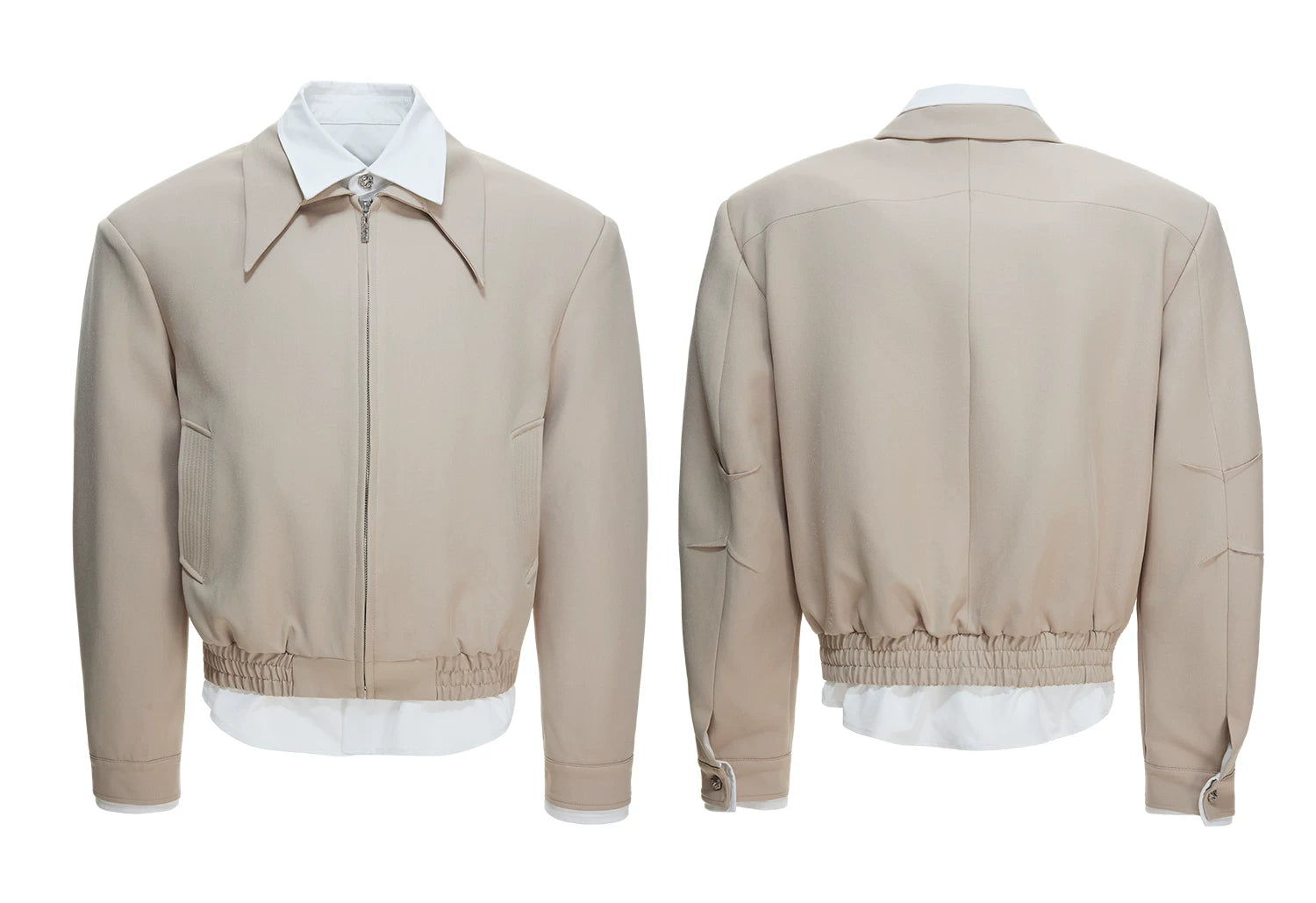 False-Layer Collar Zip Blouson