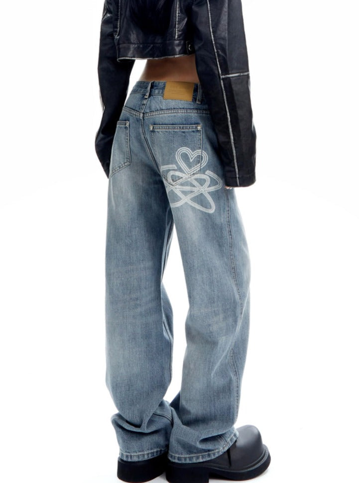 Jeans de mezclilla de pierna ancha de la luz