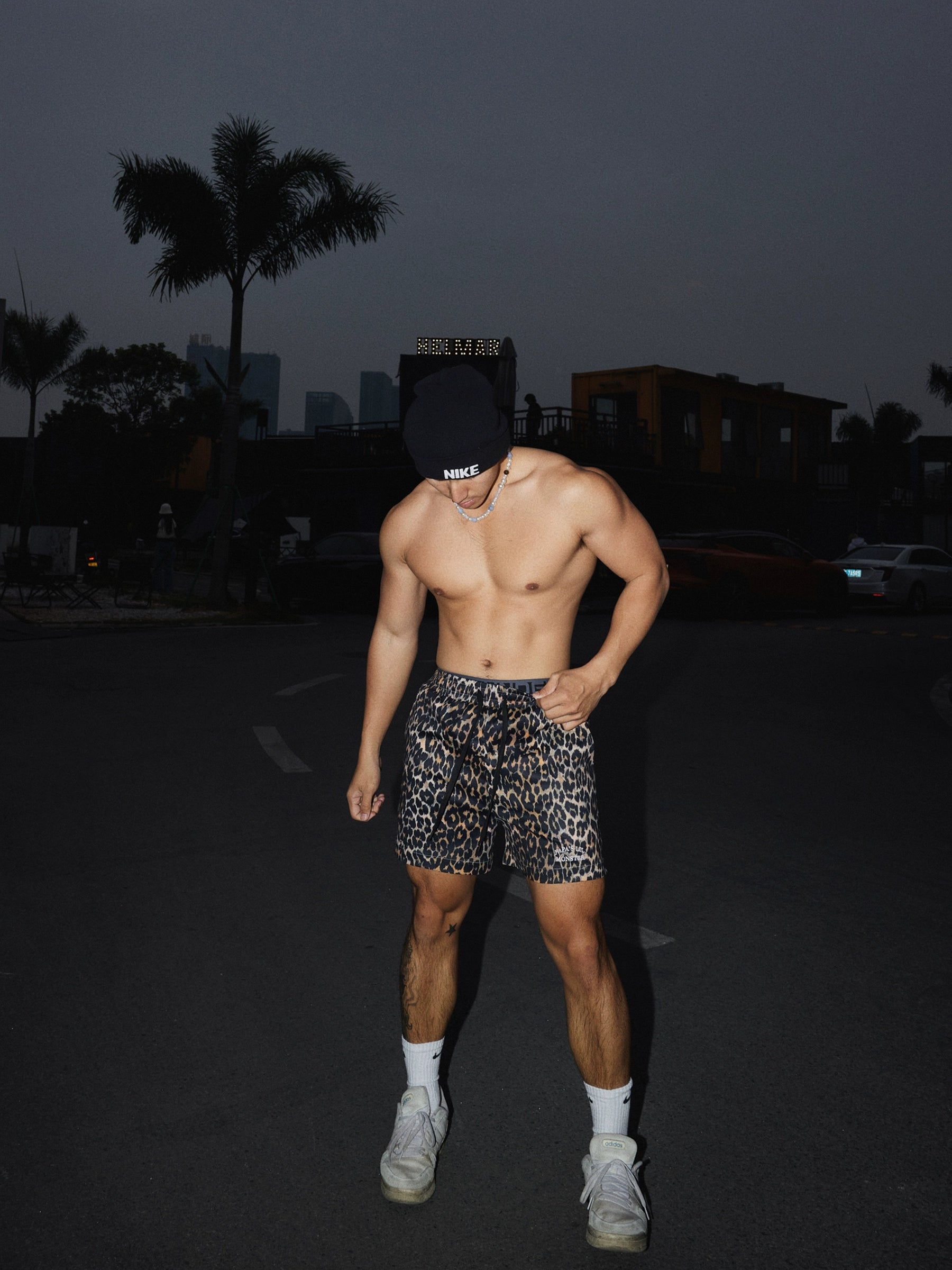 Leopard Print Drawstring Shorts