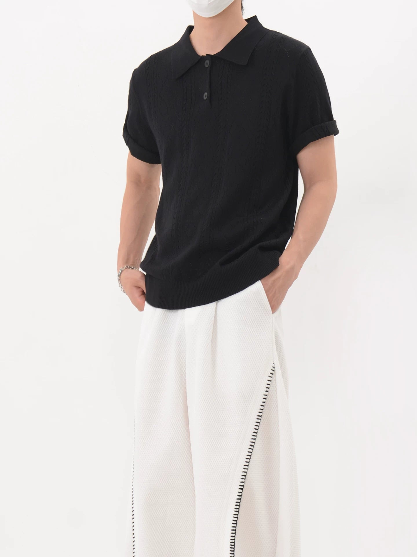 Frost Textured Lattice Knit Polo