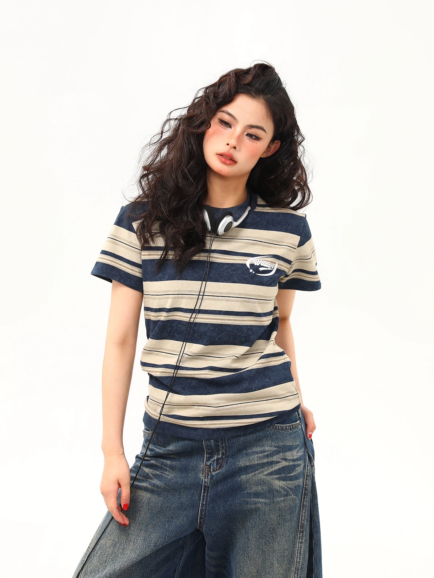 Navy Sand Vintage Stripe Tee