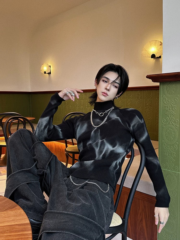 Nebula Fade Ribbed Turtleneck Sweater