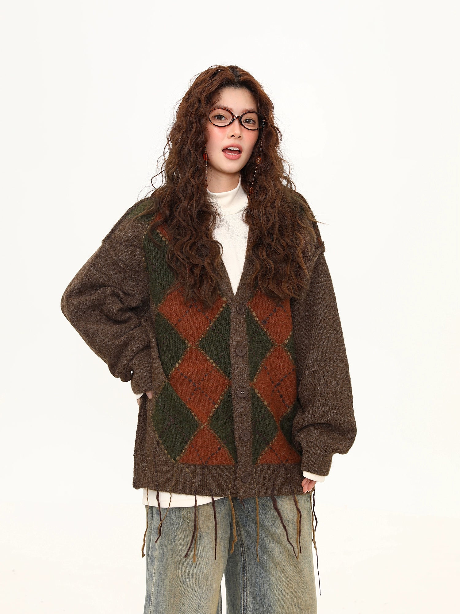 Autumn Scholar Argyle Cardigan