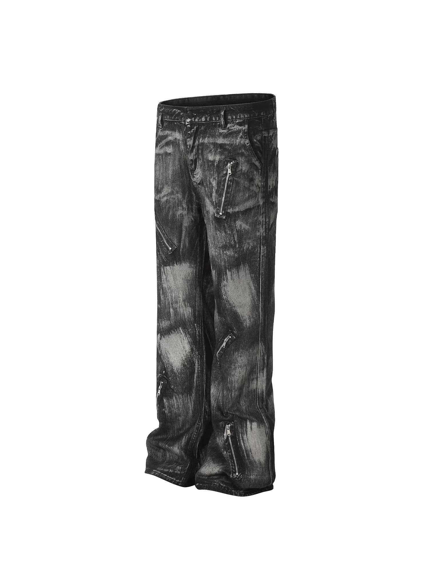 Men's Waxed Zip-Detail Flare Jeans