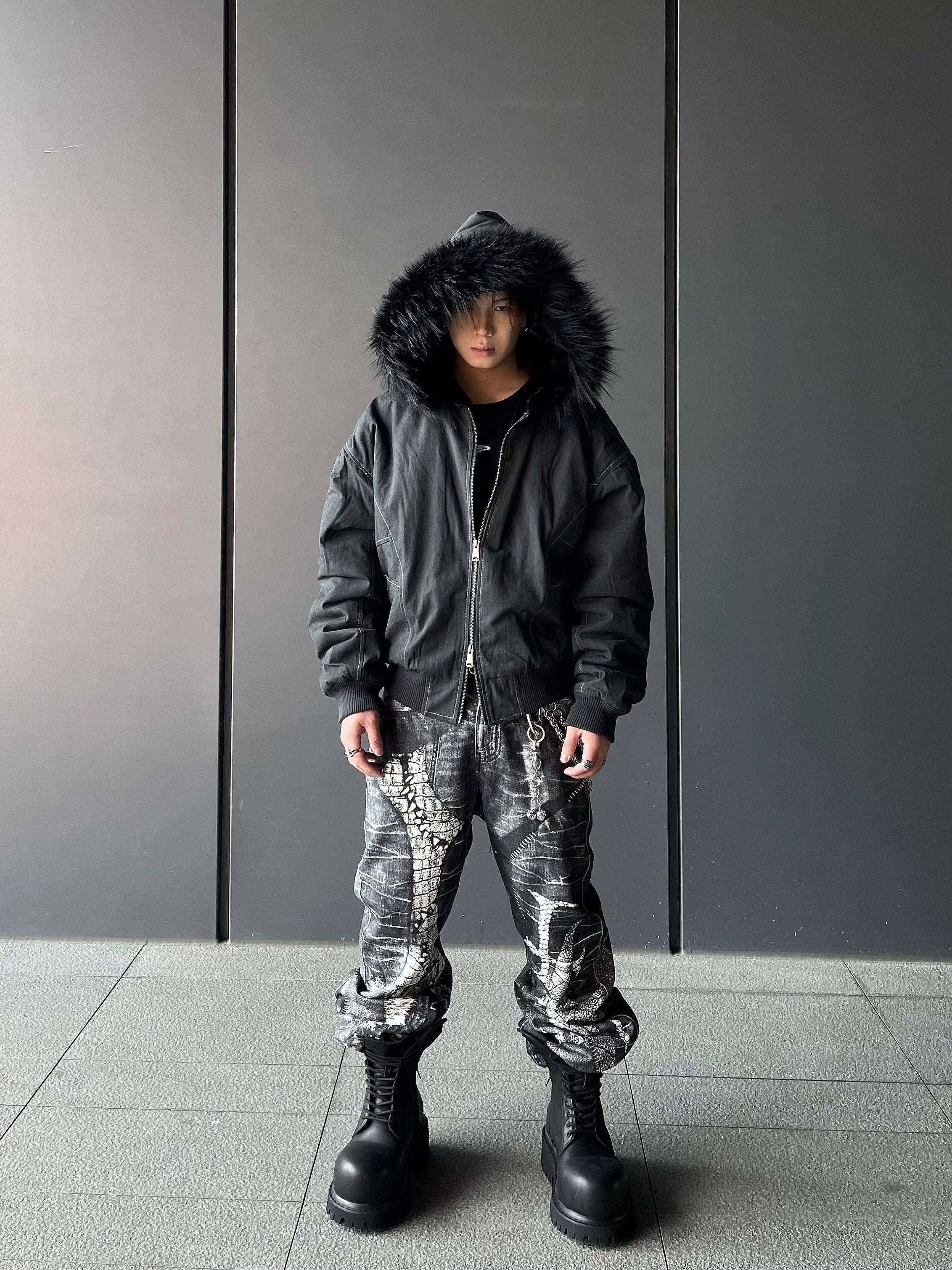 Nightfall Luxe Fur Hood Bomber Jacket