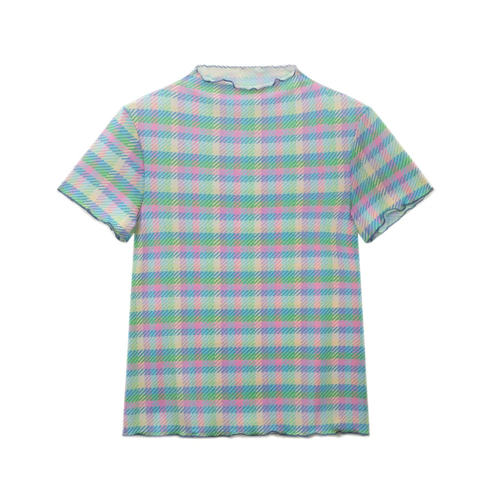 Lettuce Edge Check Print T-shirt