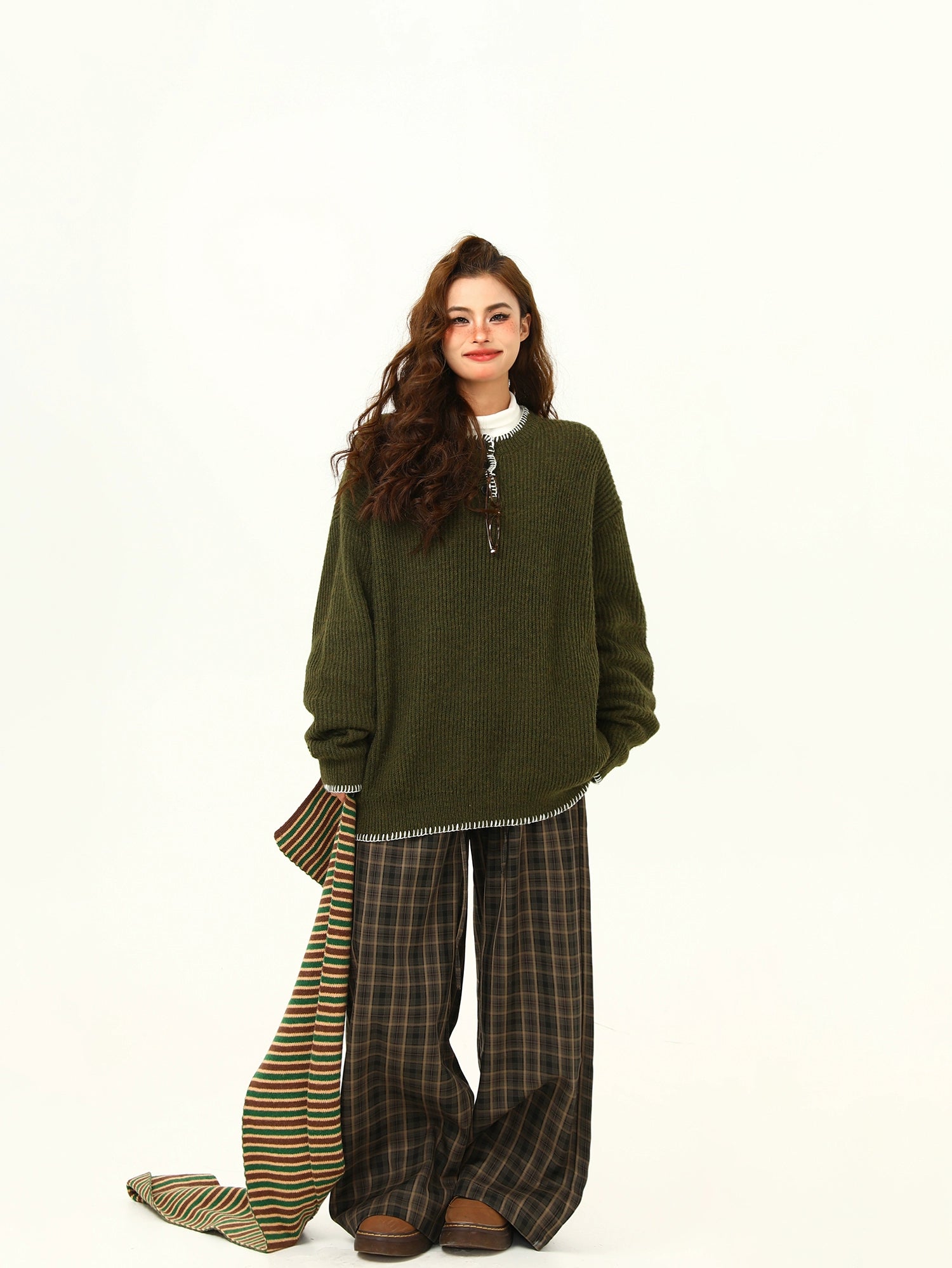Oversized Cozy Button Trimmed Knit Sweater