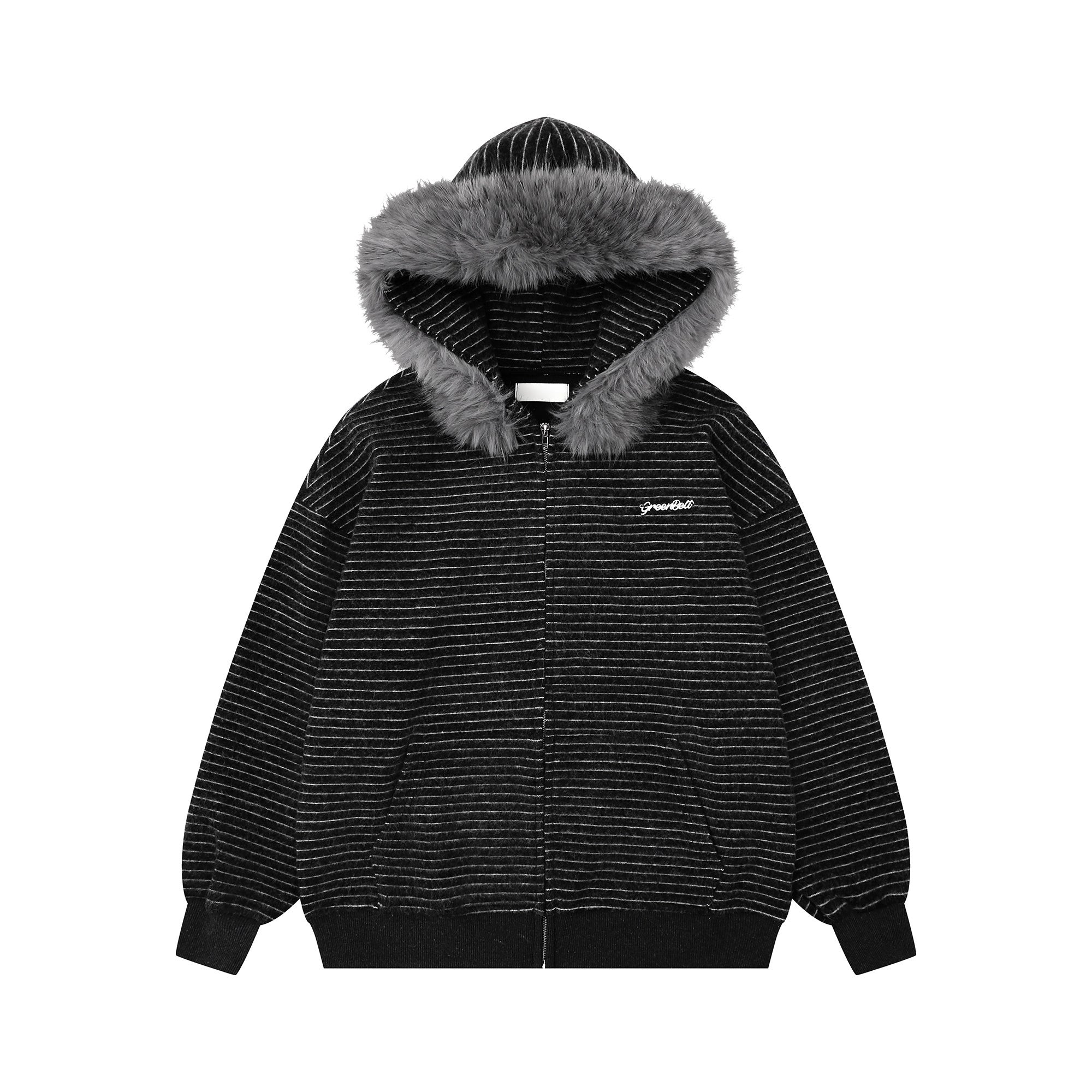 Frostline Striped Faux Fur Hoodie