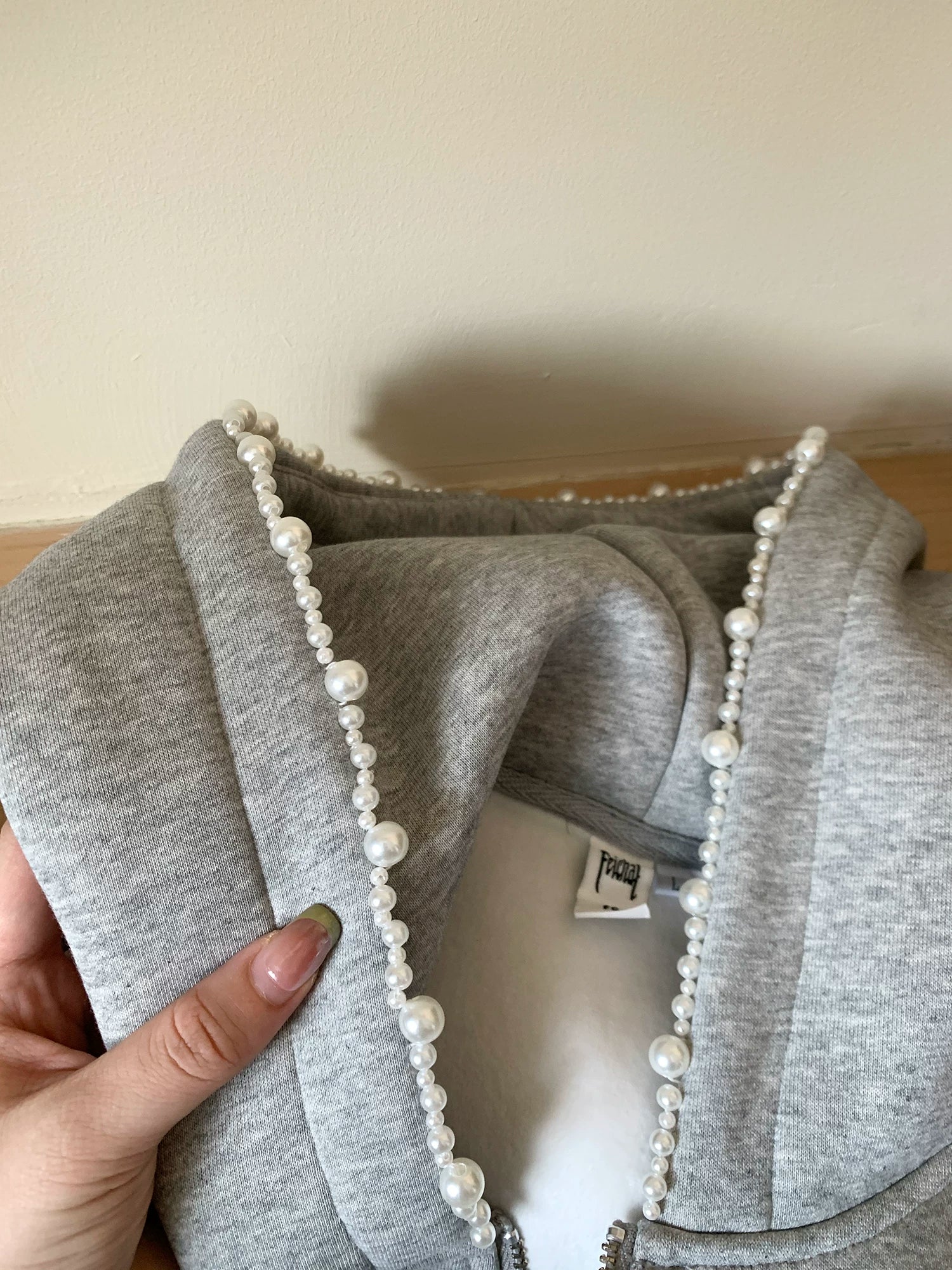 Pearl Trim Cloud Zip Hoodie