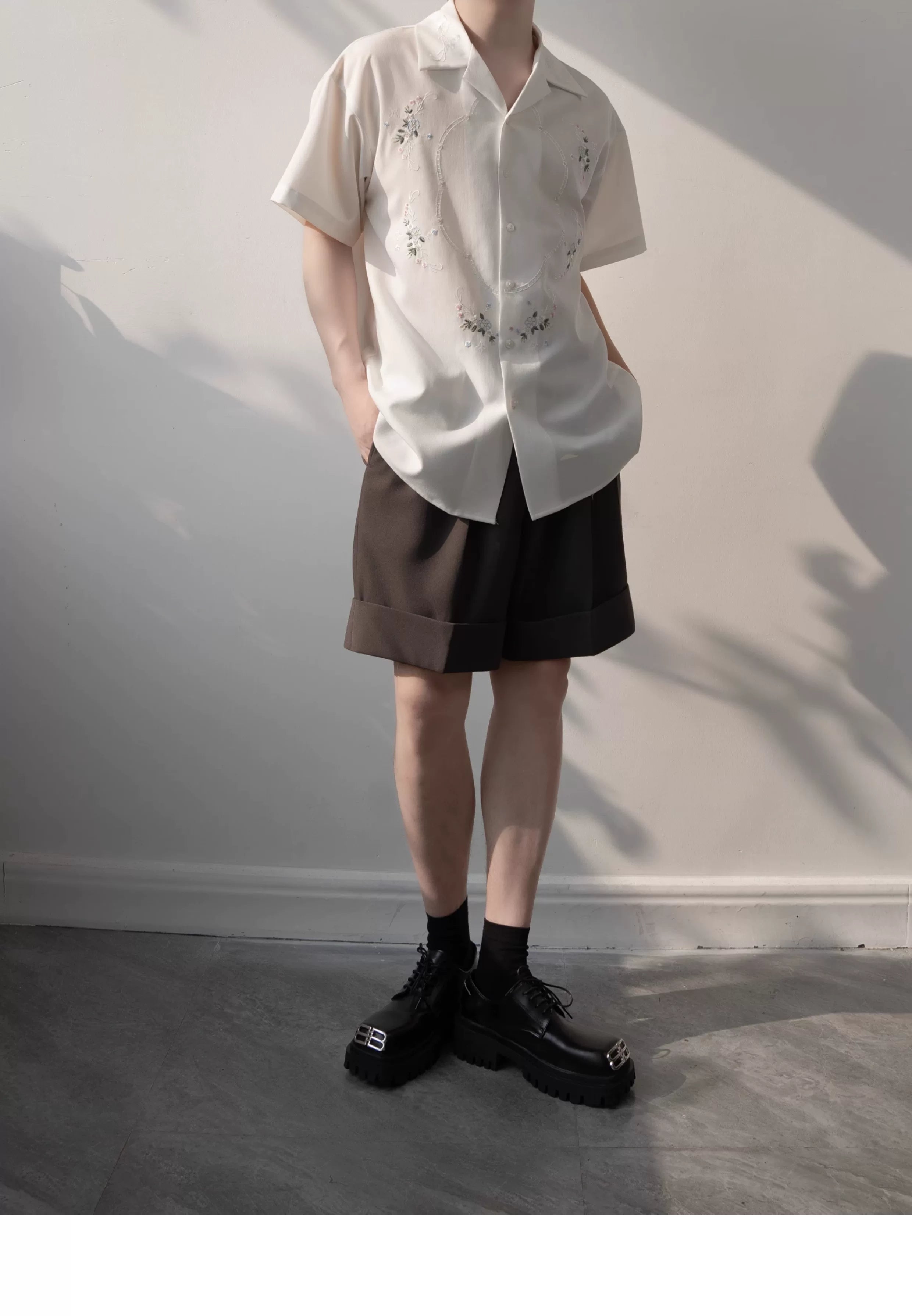 Sunlit Cameo Embroidered Camp Shirt