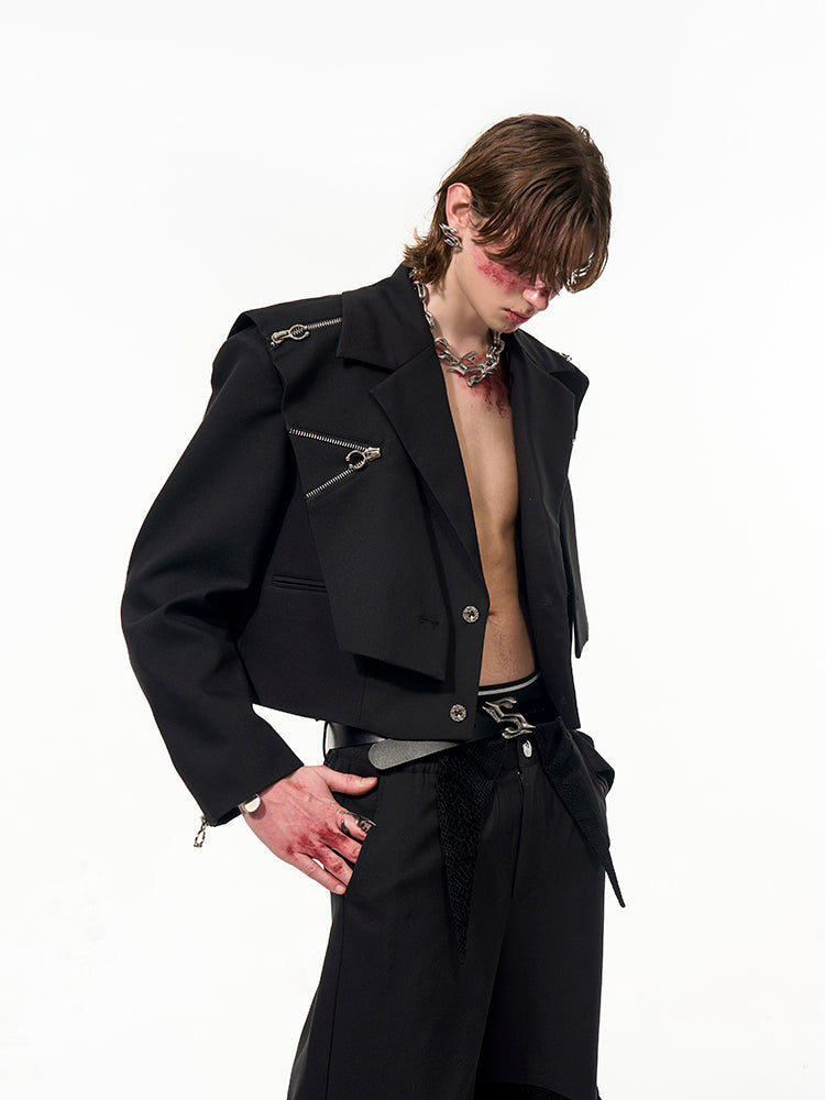 Cropped Zipper Blazer