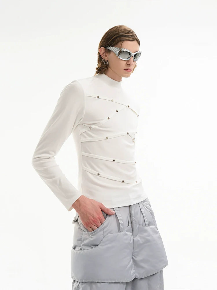Studded Cyber Turtleneck T-Shirt