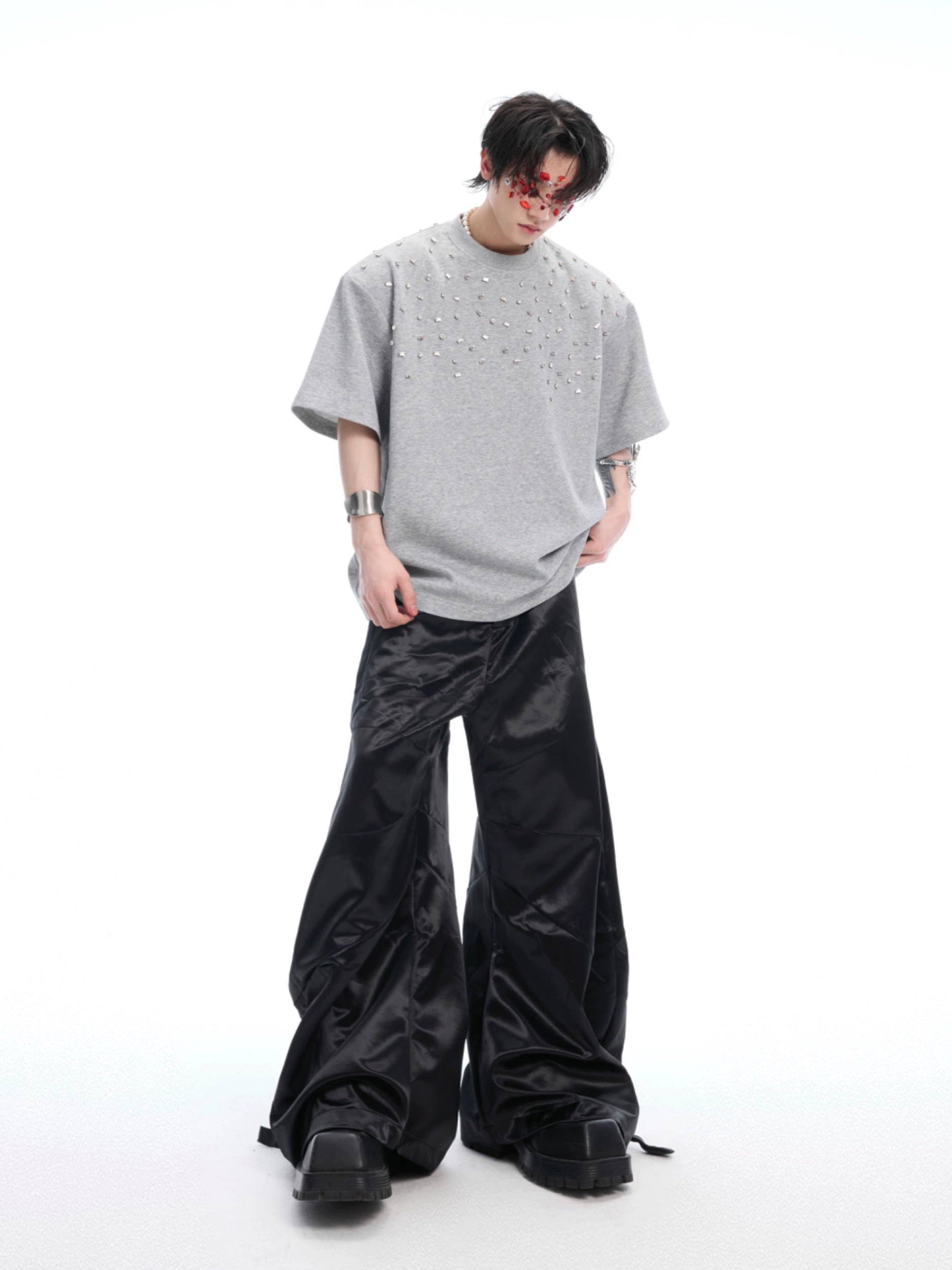Pearl Cascade Cotton Black Tee